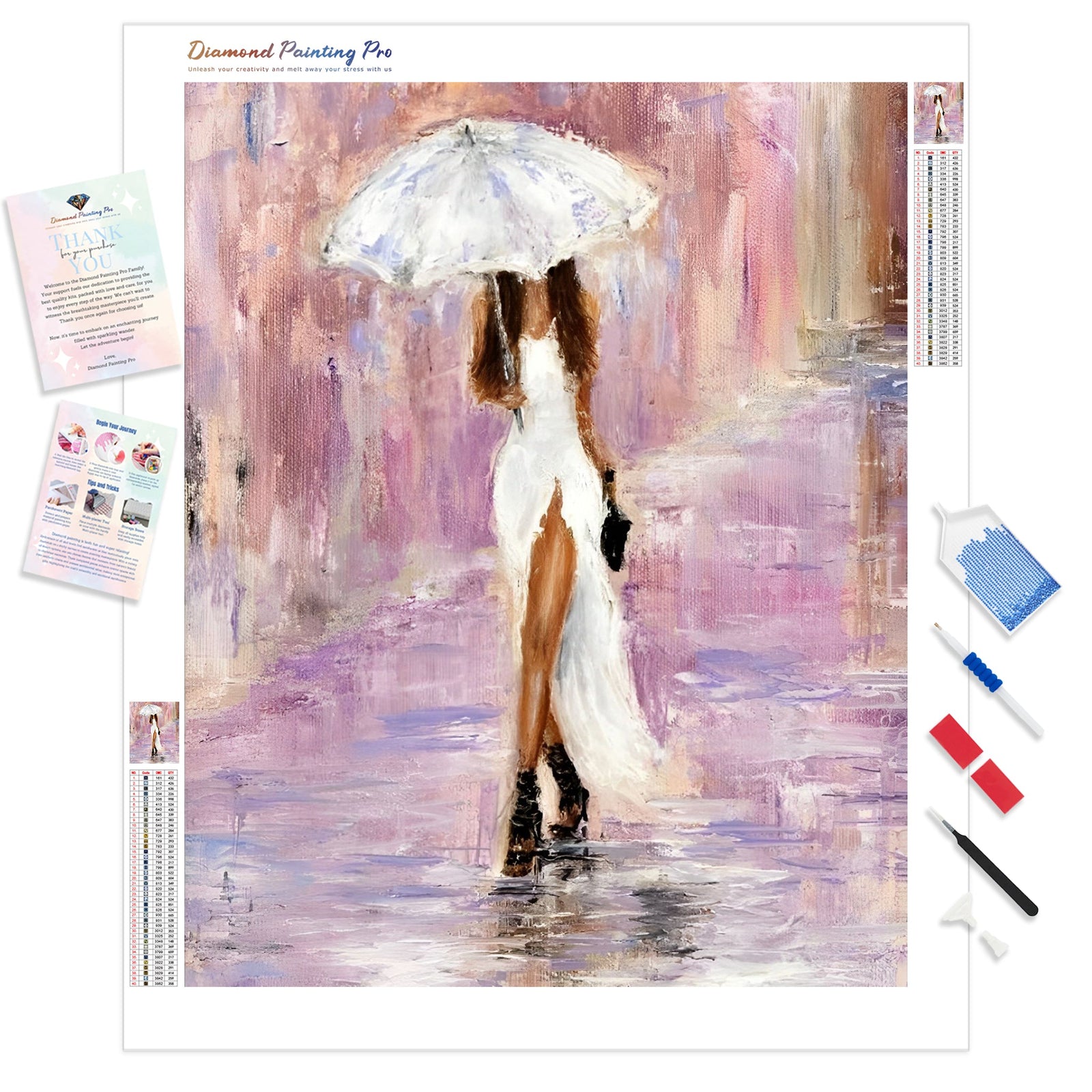 The Bridesmaid Under the Rain | Diamond Painting Kit - Full Drill - Square or Round Diamonds with AB Drills Option