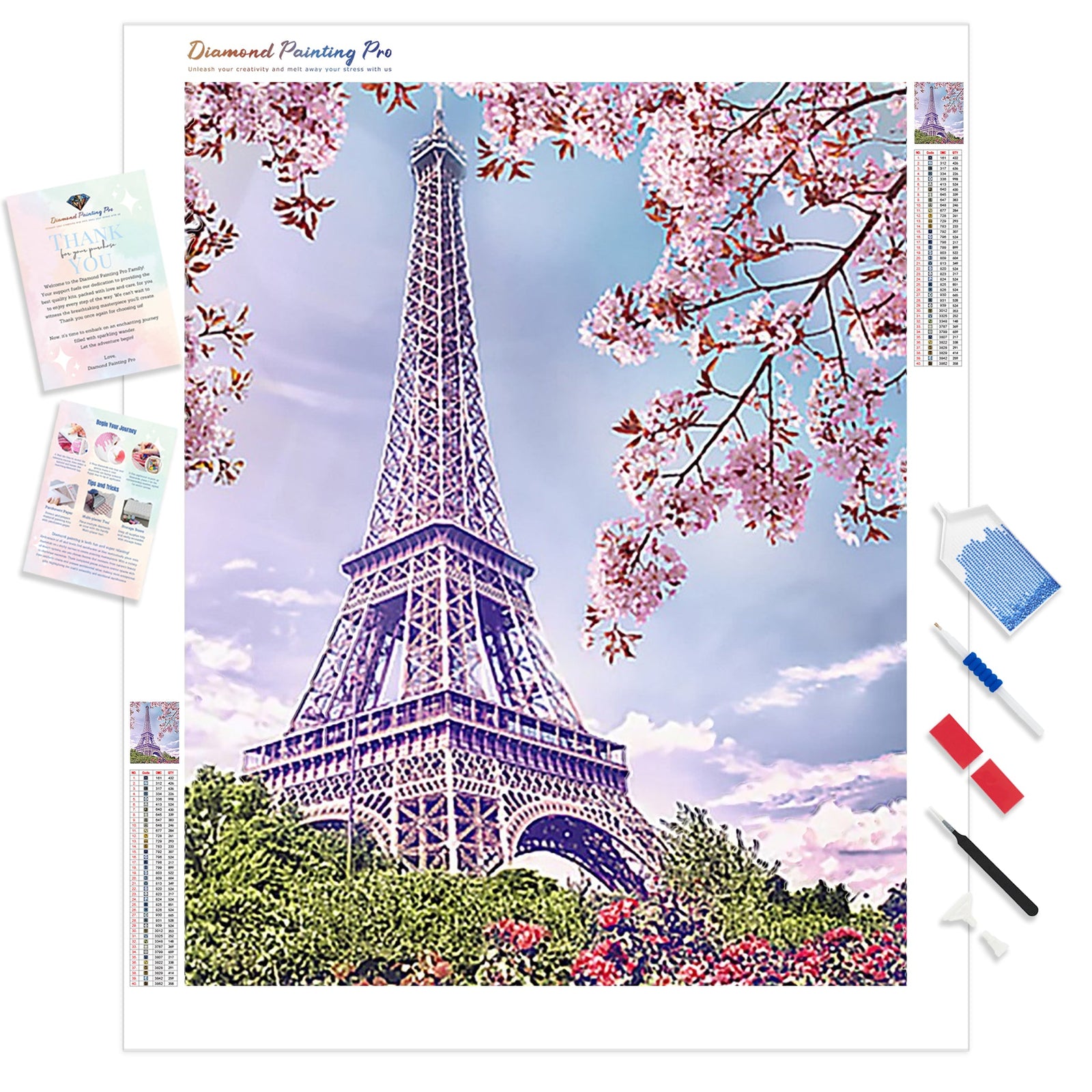 Romantic Paris Eiffle | Diamond Painting Kit - Full Drill - Square or Round Diamonds with AB Drills Option