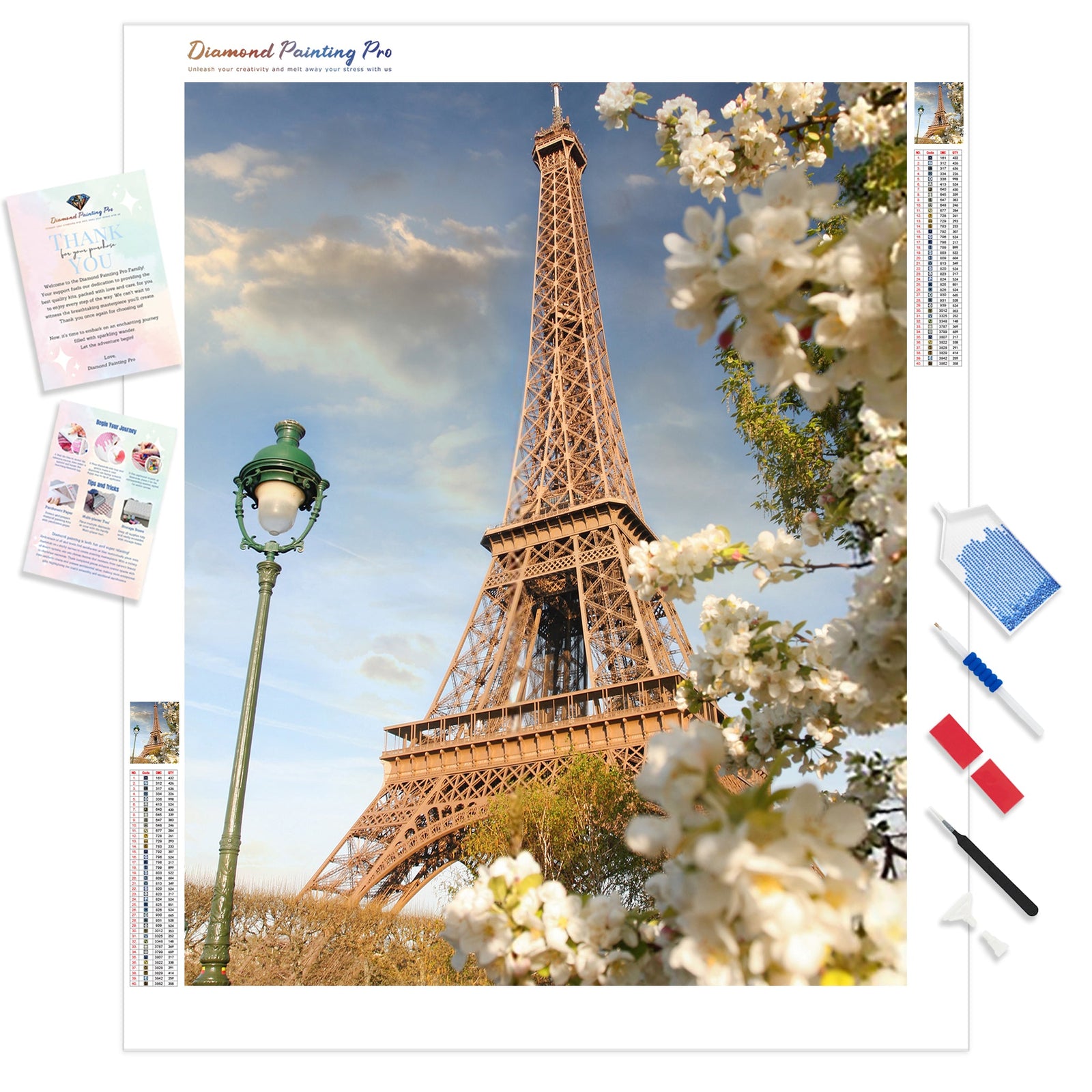 Romantic Paris Bloom | Diamond Painting Kit - Full Drill - Square or Round Diamonds with AB Drills Option