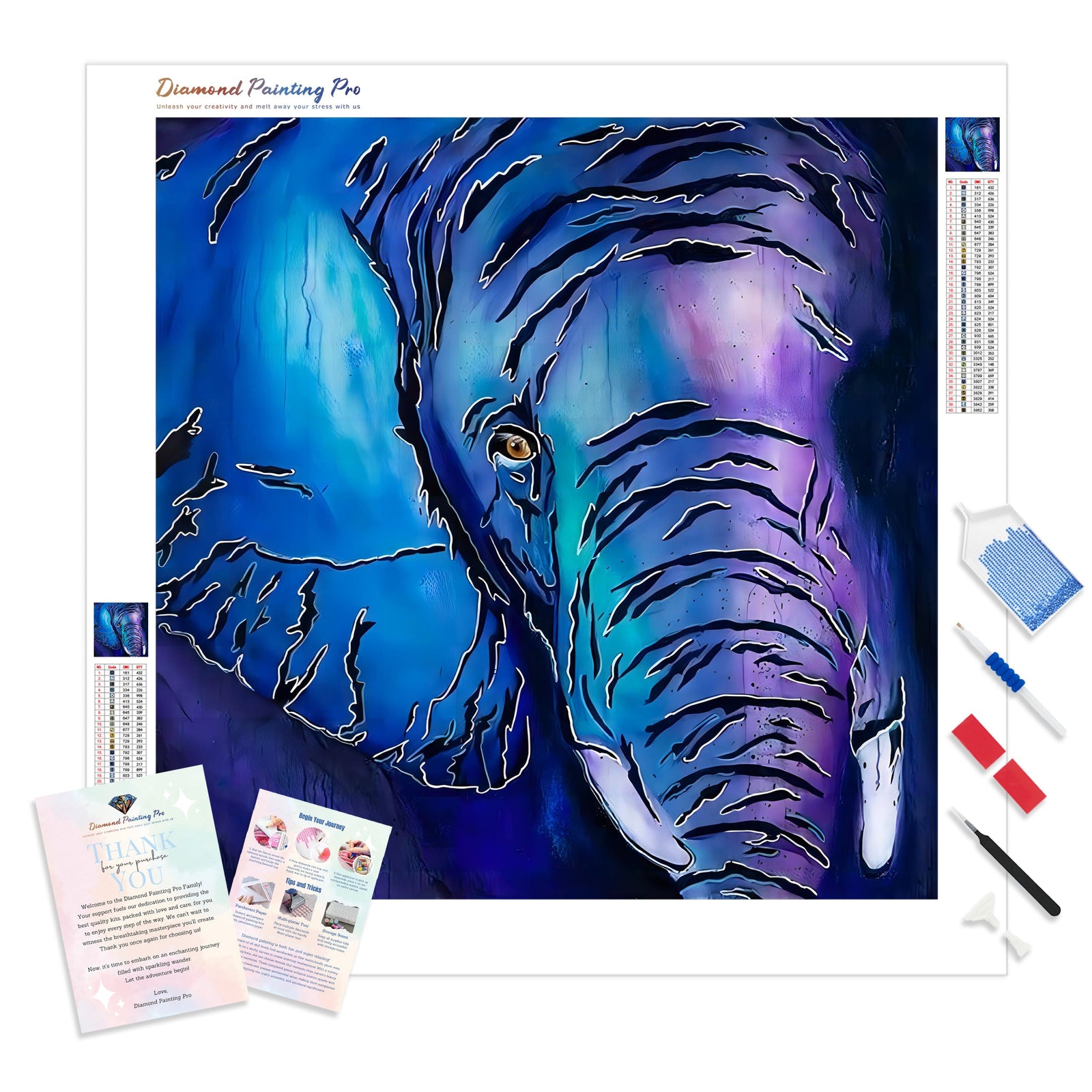 Purple Elephant | Diamond Painting Kit - Full Drill - Square or Round Diamonds with AB Drills Option