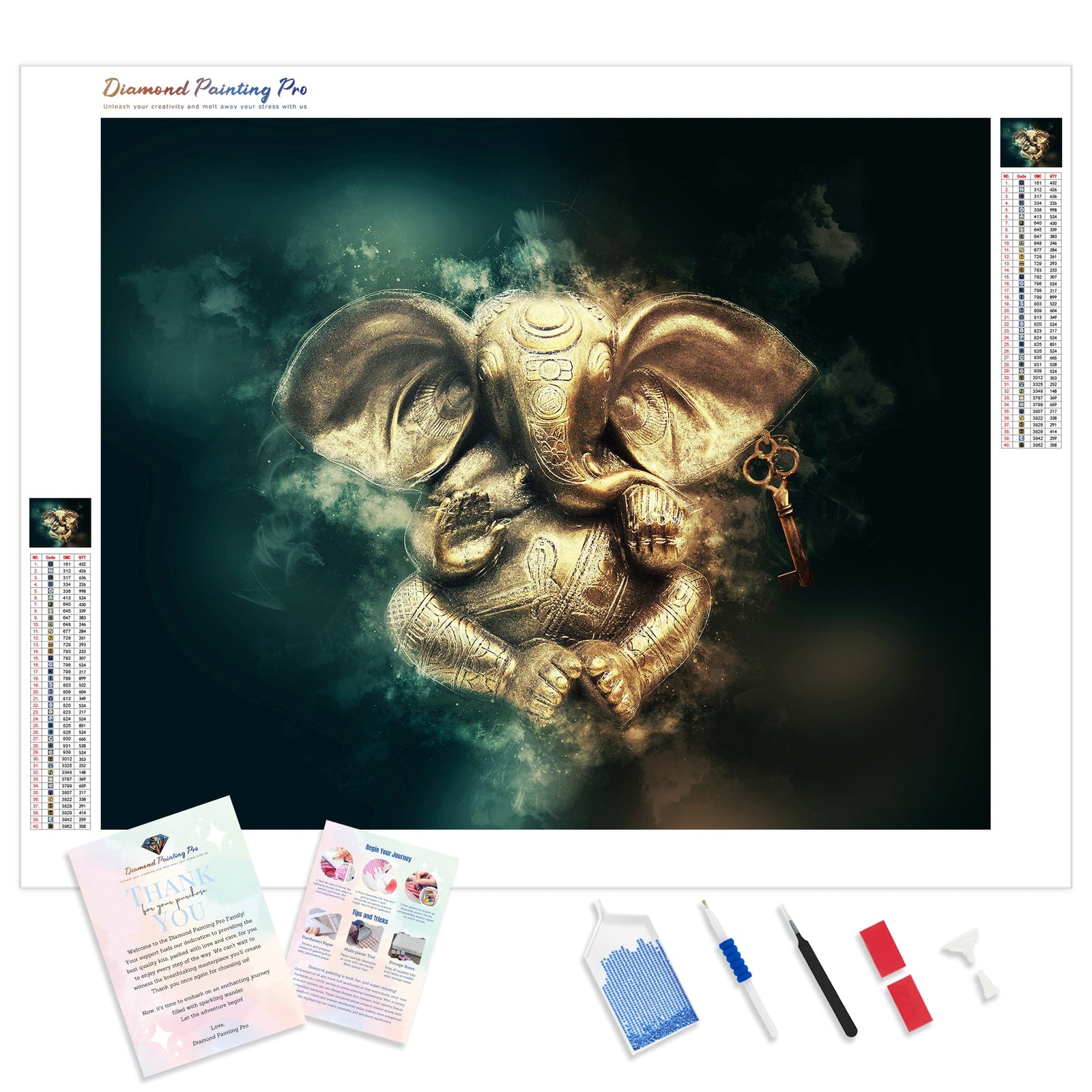 Pray to Ganesha | Diamond Painting Kit - Full Drill - Square or Round Diamonds with AB Drills Option