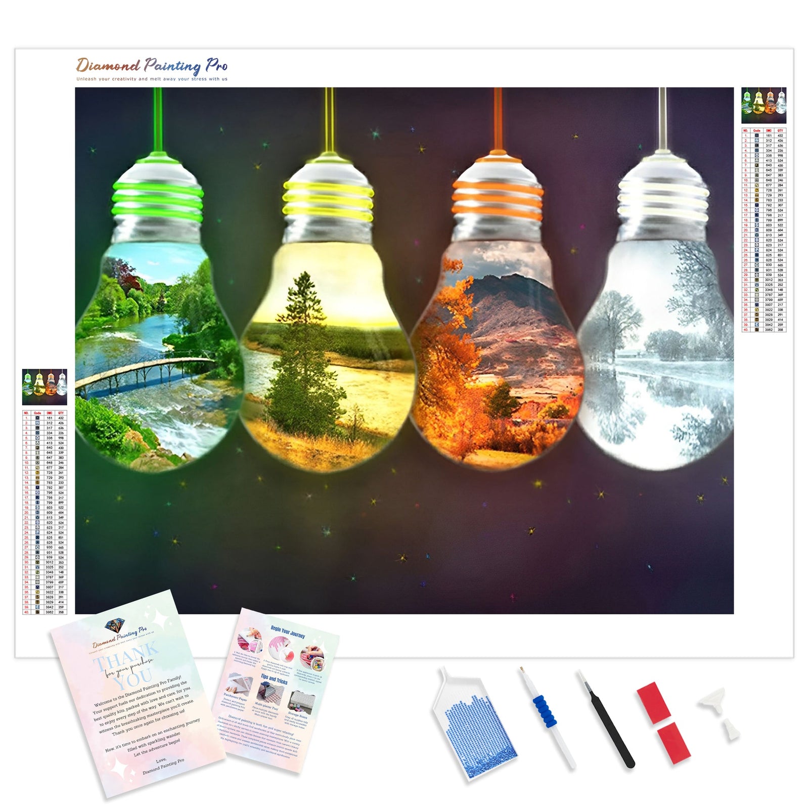 Seasons in Bulbs | Diamond Painting Kit - Full Drill - Square or Round Diamonds with AB Drills Option