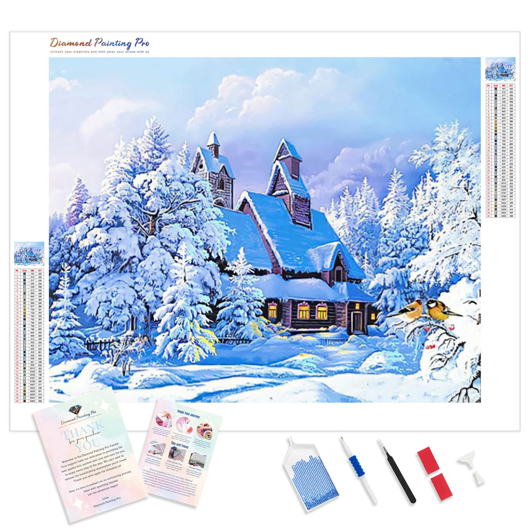 Winter Cottage | Diamond Painting Kit - Full Drill - Square or Round Diamonds with AB Drills Option