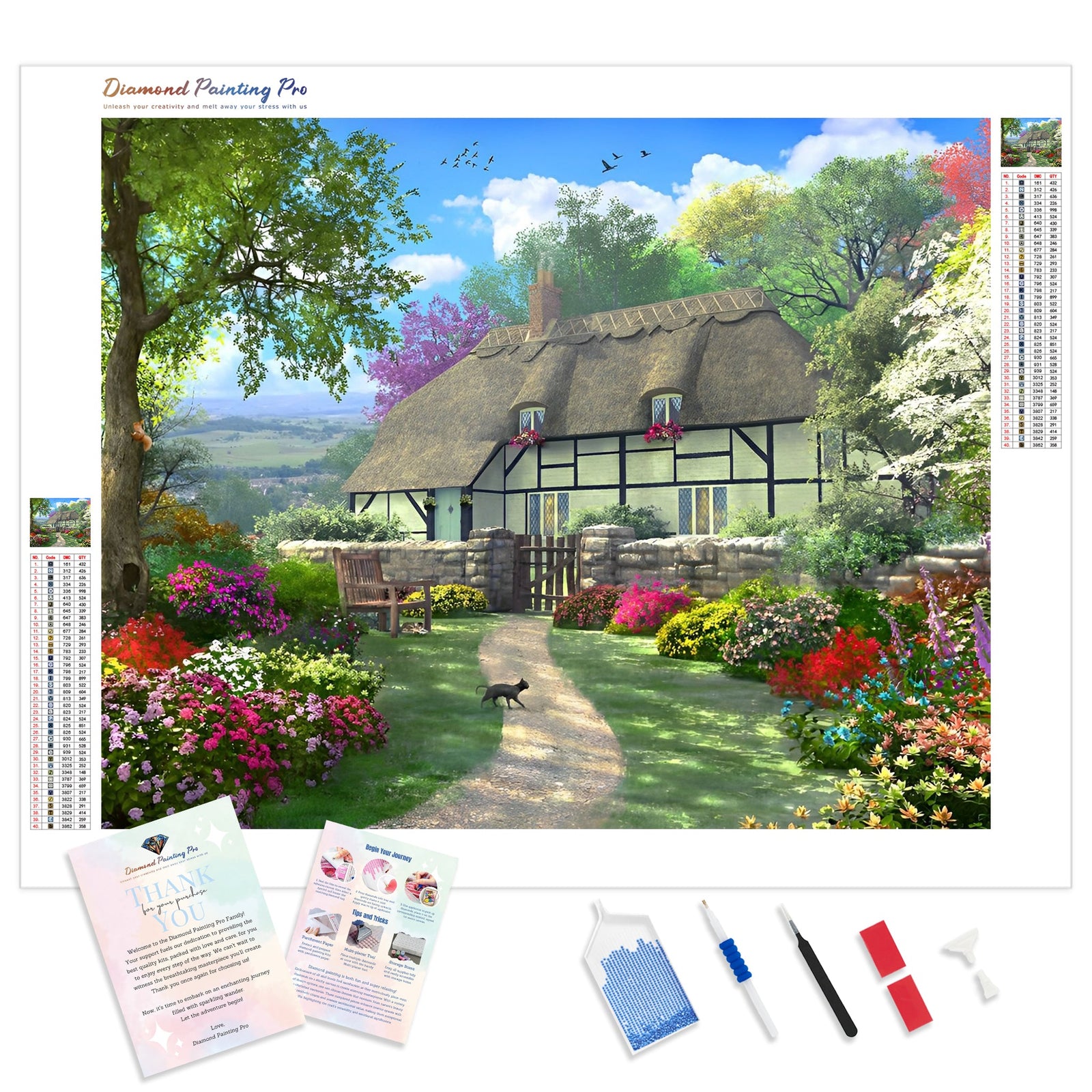 Spring Cottage | Diamond Painting Kit - Full Drill - Square or Round Diamonds with AB Drills Option