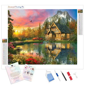 Cottage under Sunset | Diamond Painting