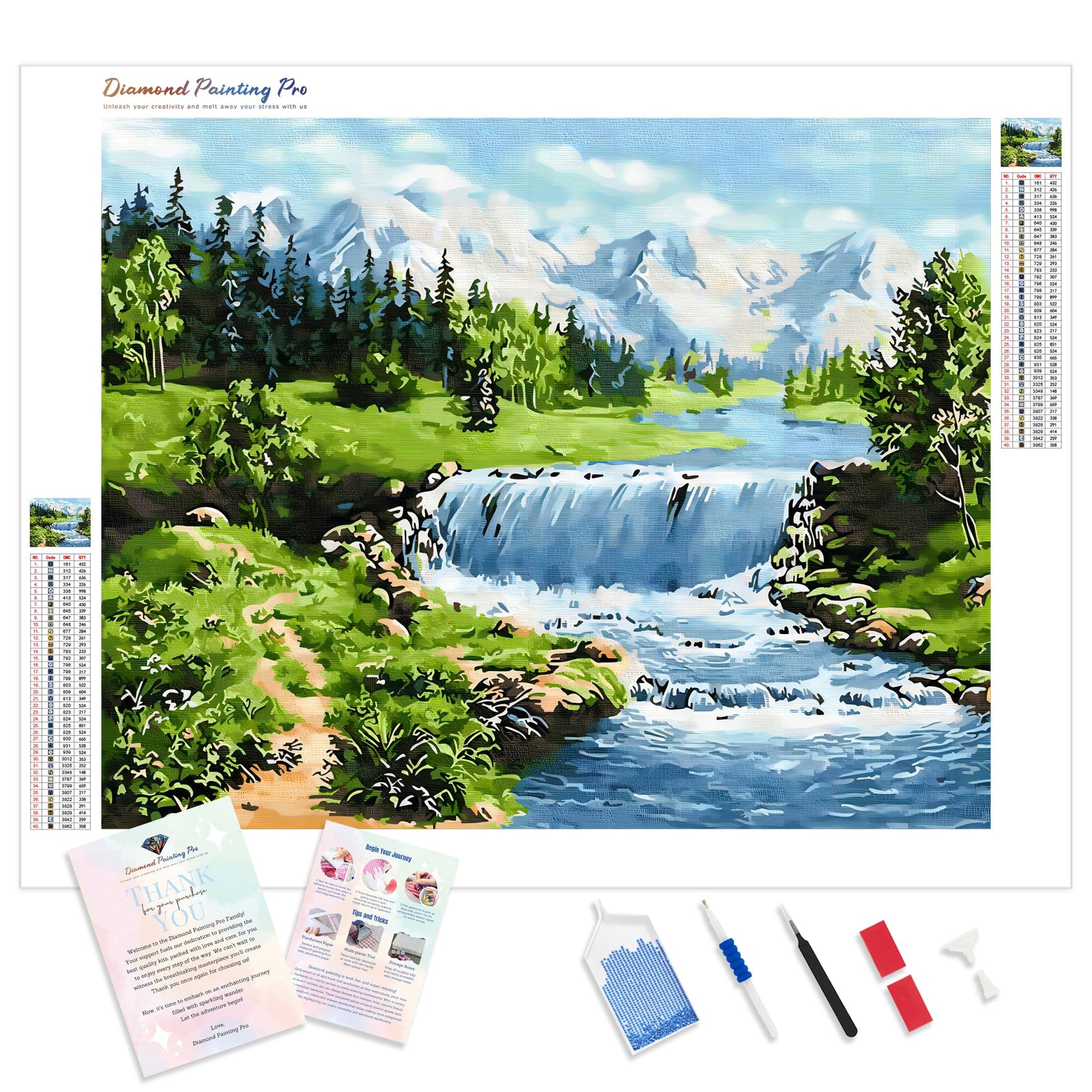 Spring Waterfall | Diamond Painting Kit - Full Drill - Square or Round Diamonds with AB Drills Option