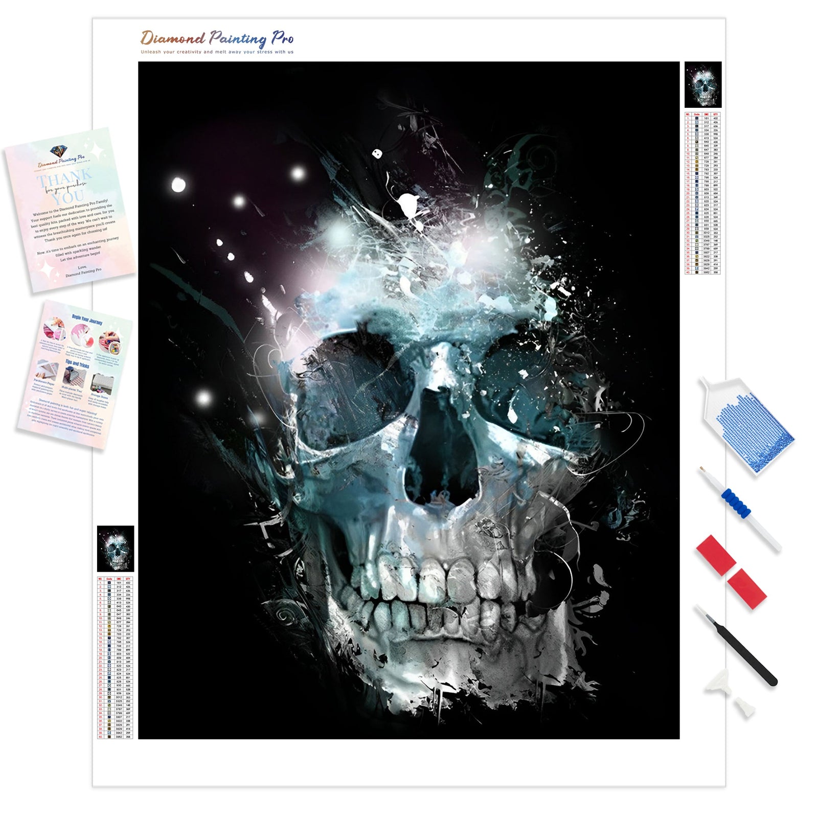 Shimmering Skull | Diamond Painting Kit - Full Drill - Square or Round Diamonds with AB Drills Option