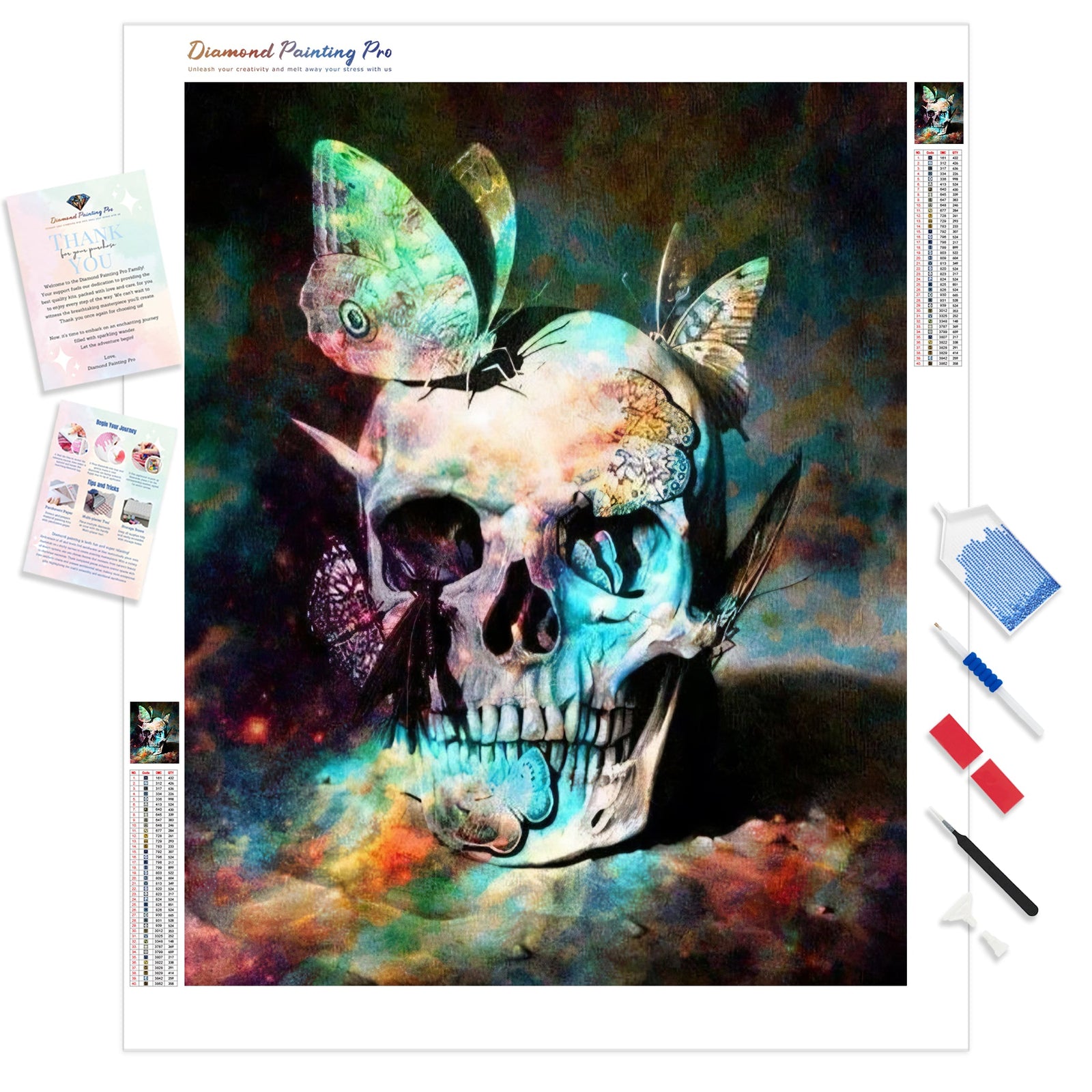 Gothic Skull | Diamond Painting Kit - Full Drill - Square or Round Diamonds with AB Drills Option