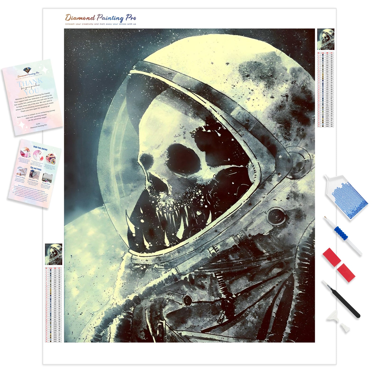 Outer Space Skull | Diamond Painting Kit - Full Drill - Square or Round Diamonds with AB Drills Option