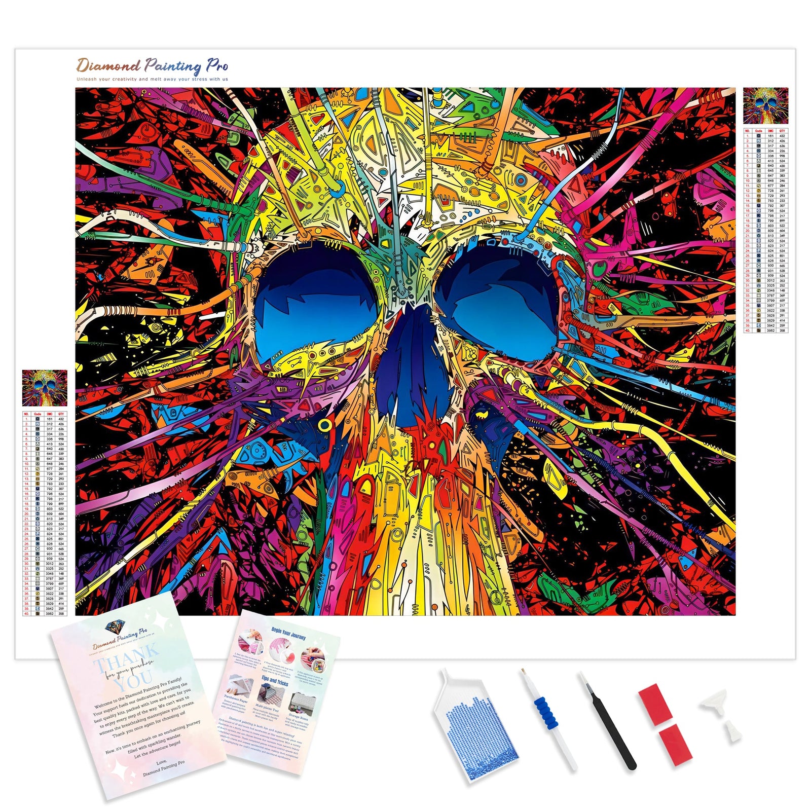 Colorful Skull | Diamond Painting Kit - Full Drill - Square or Round Diamonds with AB Drills Option