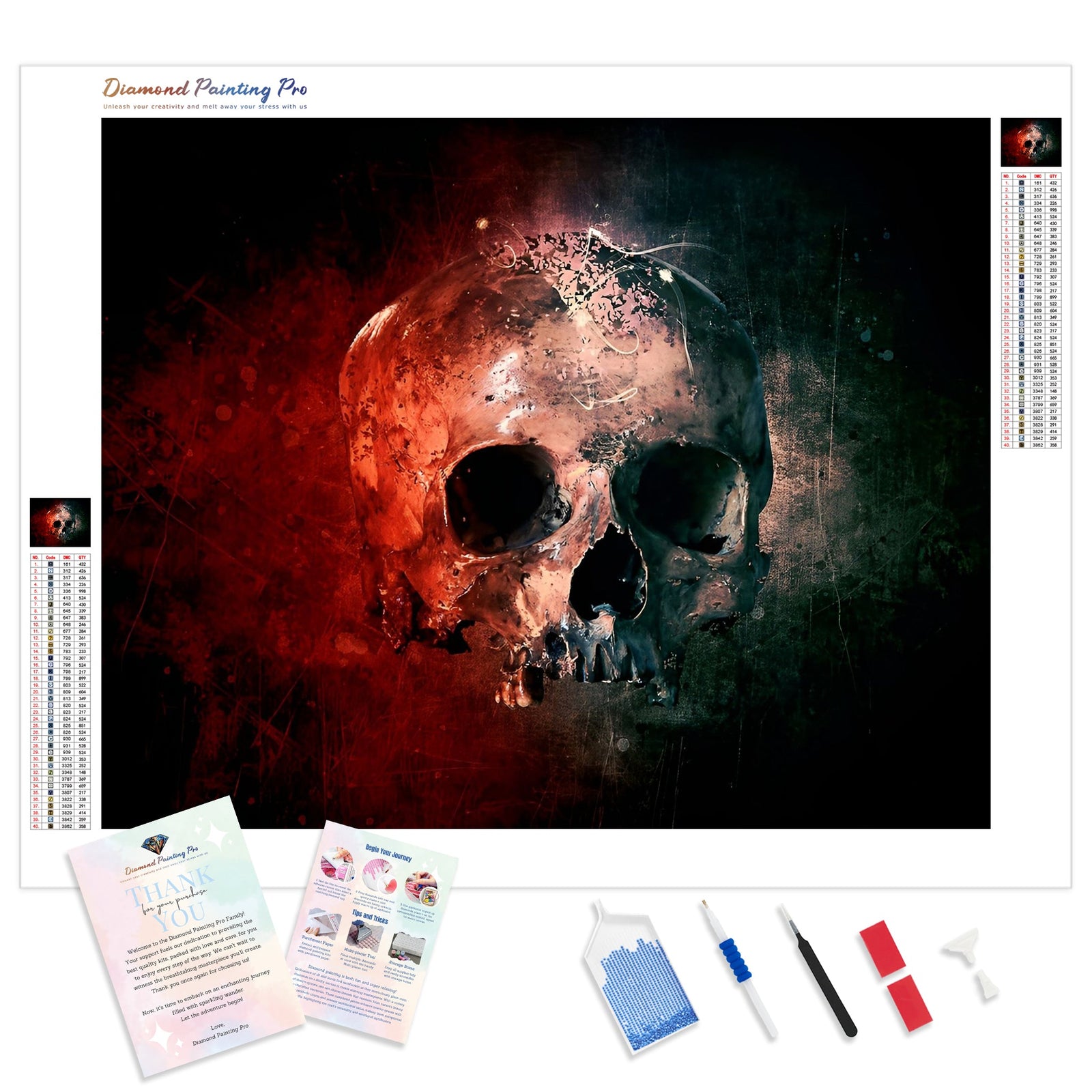 Skull of Shadows | Diamond Painting Kit - Full Drill - Square or Round Diamonds with AB Drills Option