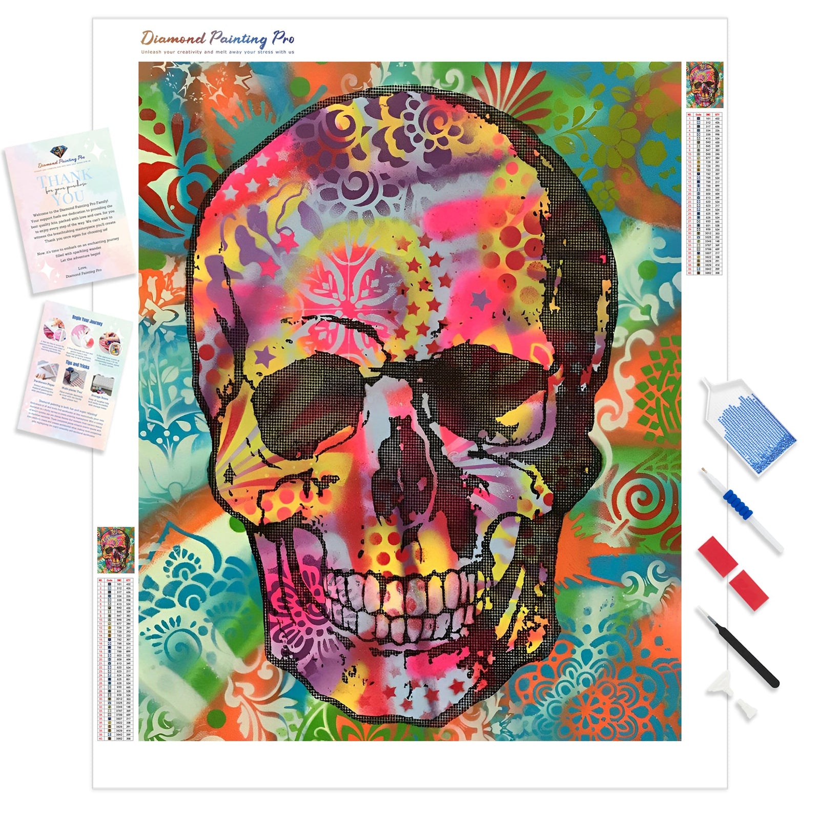 Skull up | Diamond Painting Kit - Full Drill - Square or Round Diamonds with AB Drills Option