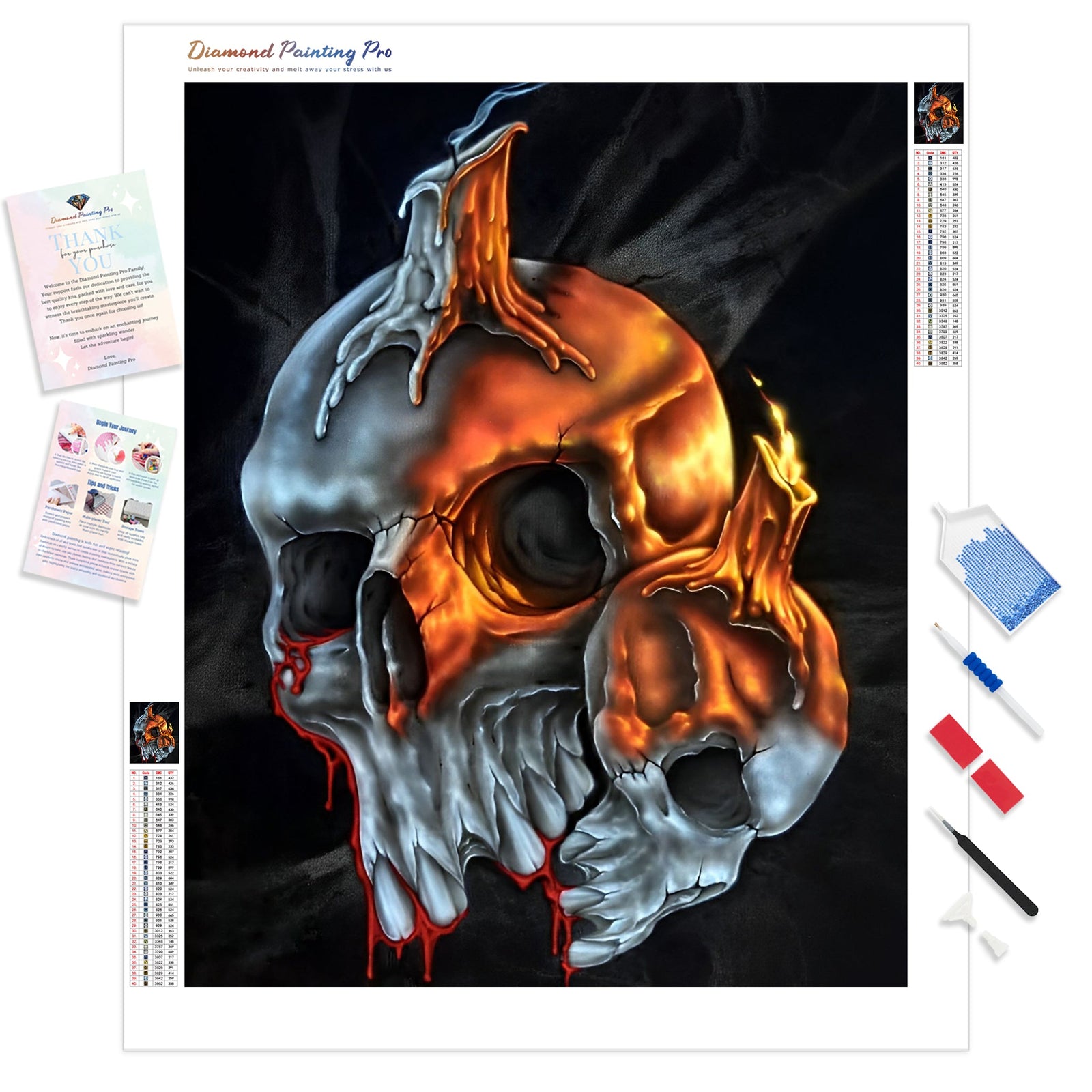 Skulls & Candles | Diamond Painting Kit - Full Drill - Square or Round Diamonds with AB Drills Option