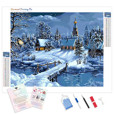 Winter in the Village | Diamond Painting Kit - Full Drill - Square or Round Diamonds with AB Drills Option