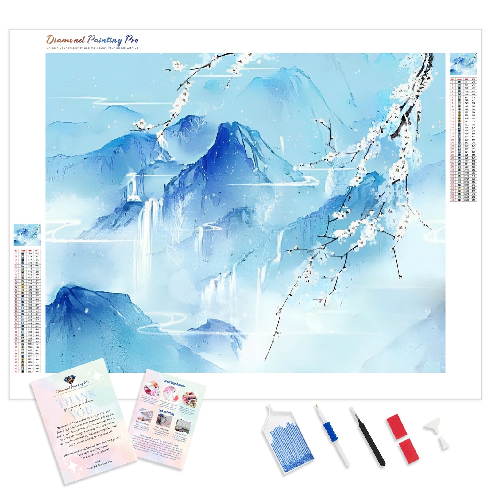 Snow Covered Mountain | Diamond Painting Kit - Full Drill - Square or Round Diamonds with AB Drills Option