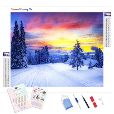 Winter and Sunset | Diamond Painting Kit - Full Drill - Square or Round Diamonds with AB Drills Option