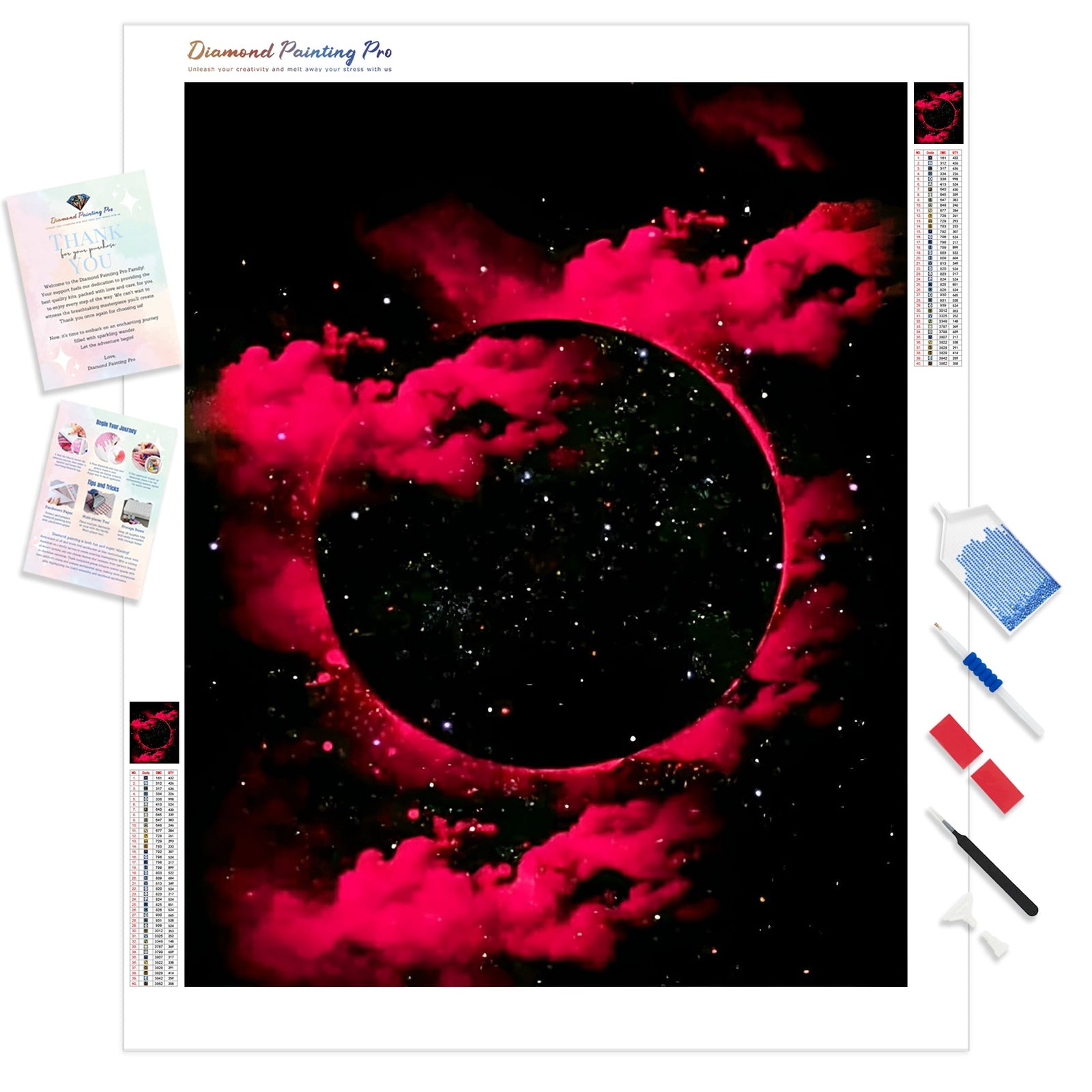 Red and Black Galaxy | Diamond Painting Kit - Full Drill - Square or Round Diamonds with AB Drills Option