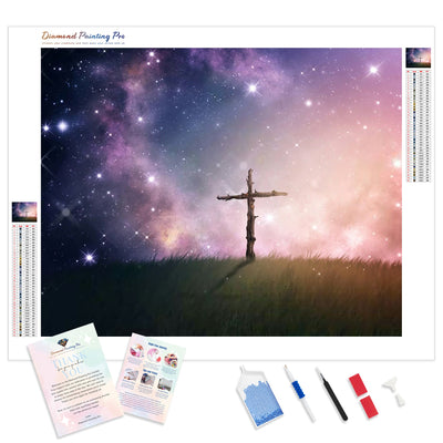 Single Cross Under the Night Sky | Diamond Painting