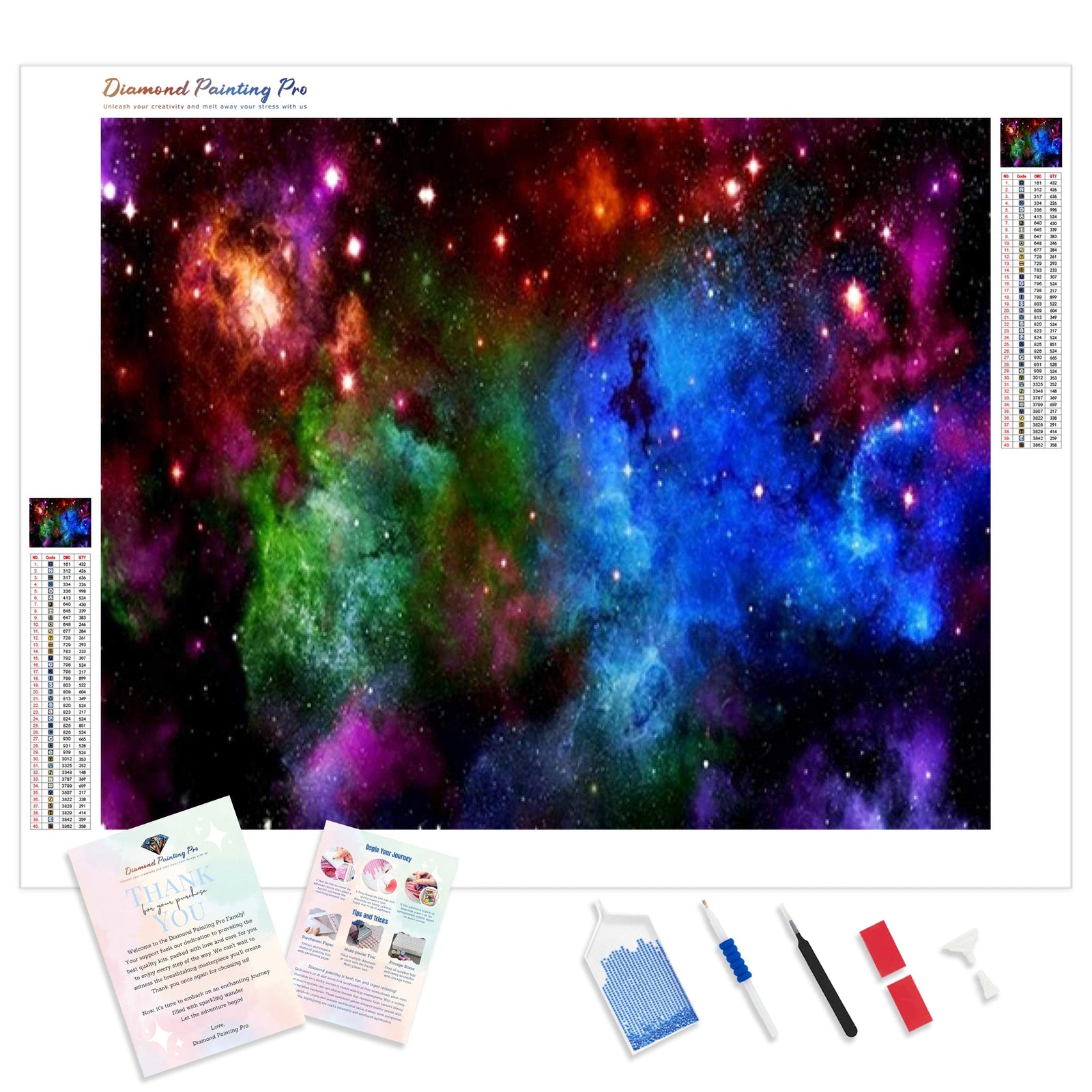 Beautiful Colorful Space | Diamond Painting Kit - Full Drill - Square or Round Diamonds with AB Drills Option