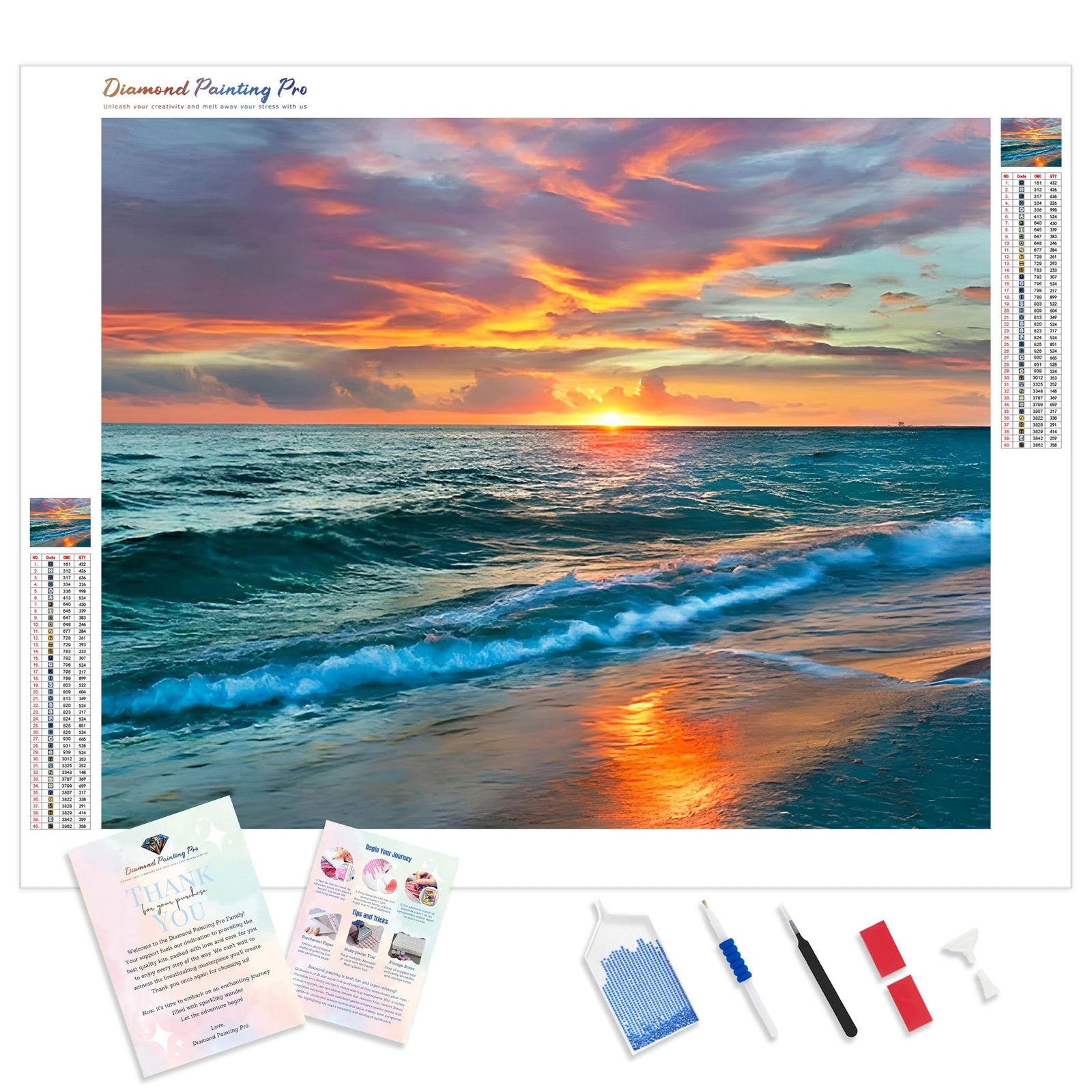 Sunset over Ocean | Diamond Painting Kit - Full Drill - Square or Round Diamonds with AB Drills Option