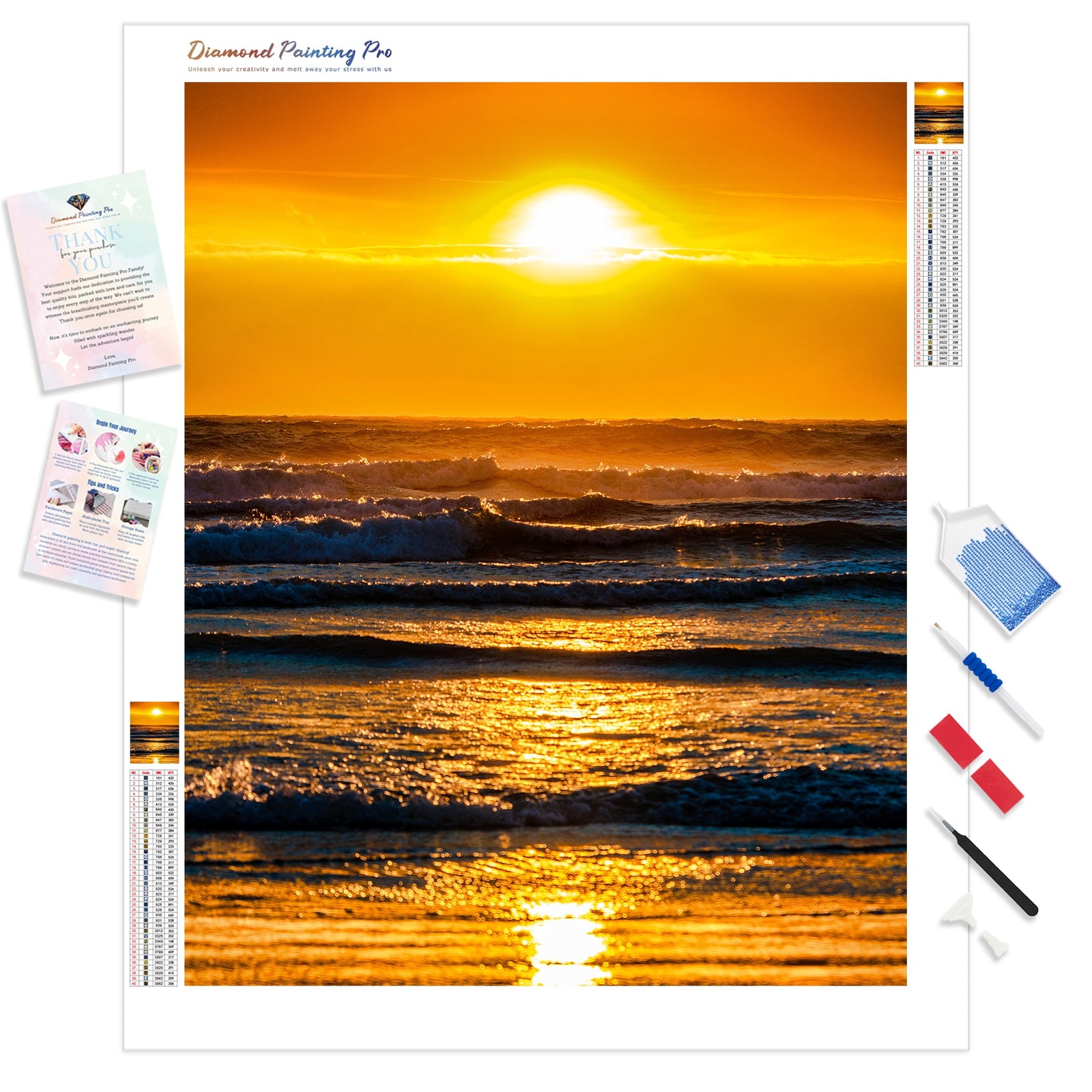 Sunset on the Ocean | Diamond Painting Kit - Full Drill - Square or Round Diamonds with AB Drills Option