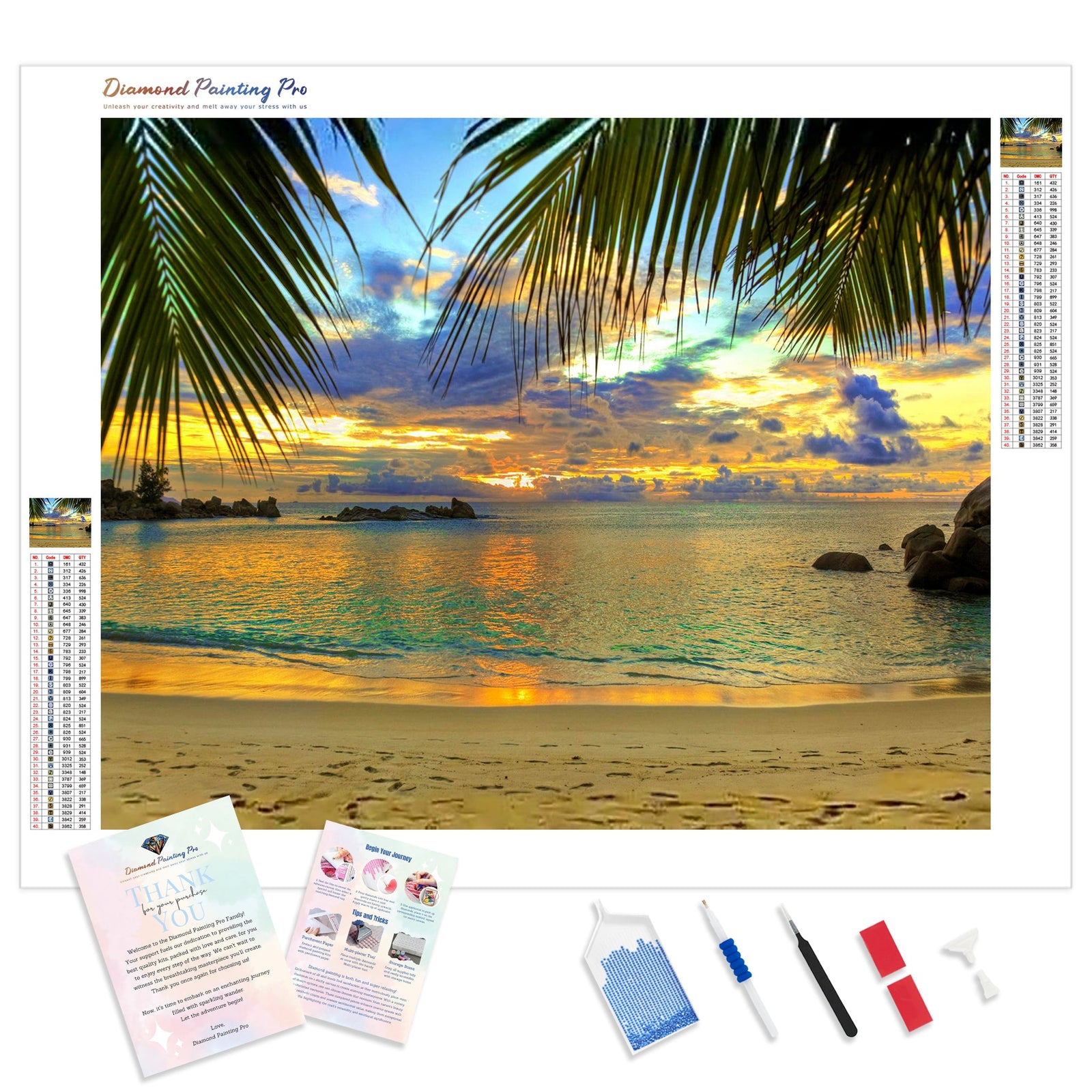 Aqua Sunset | Diamond Painting Kit - Full Drill - Square or Round Diamonds with AB Drills Option