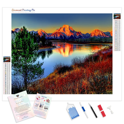 Snowy Mountains in Sunset | Diamond Painting