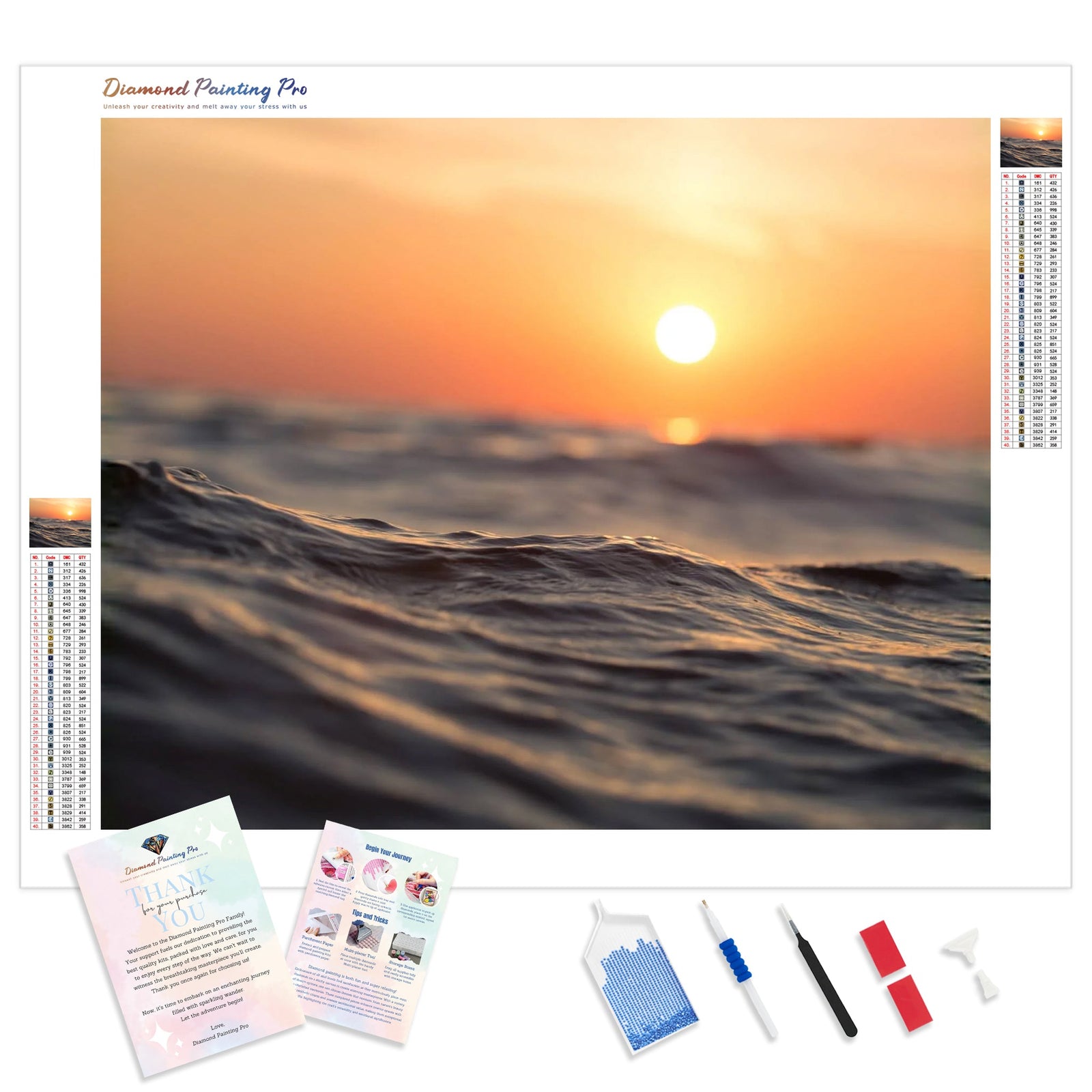 Sunset Water | Diamond Painting Kit - Full Drill - Square or Round Diamonds with AB Drills Option