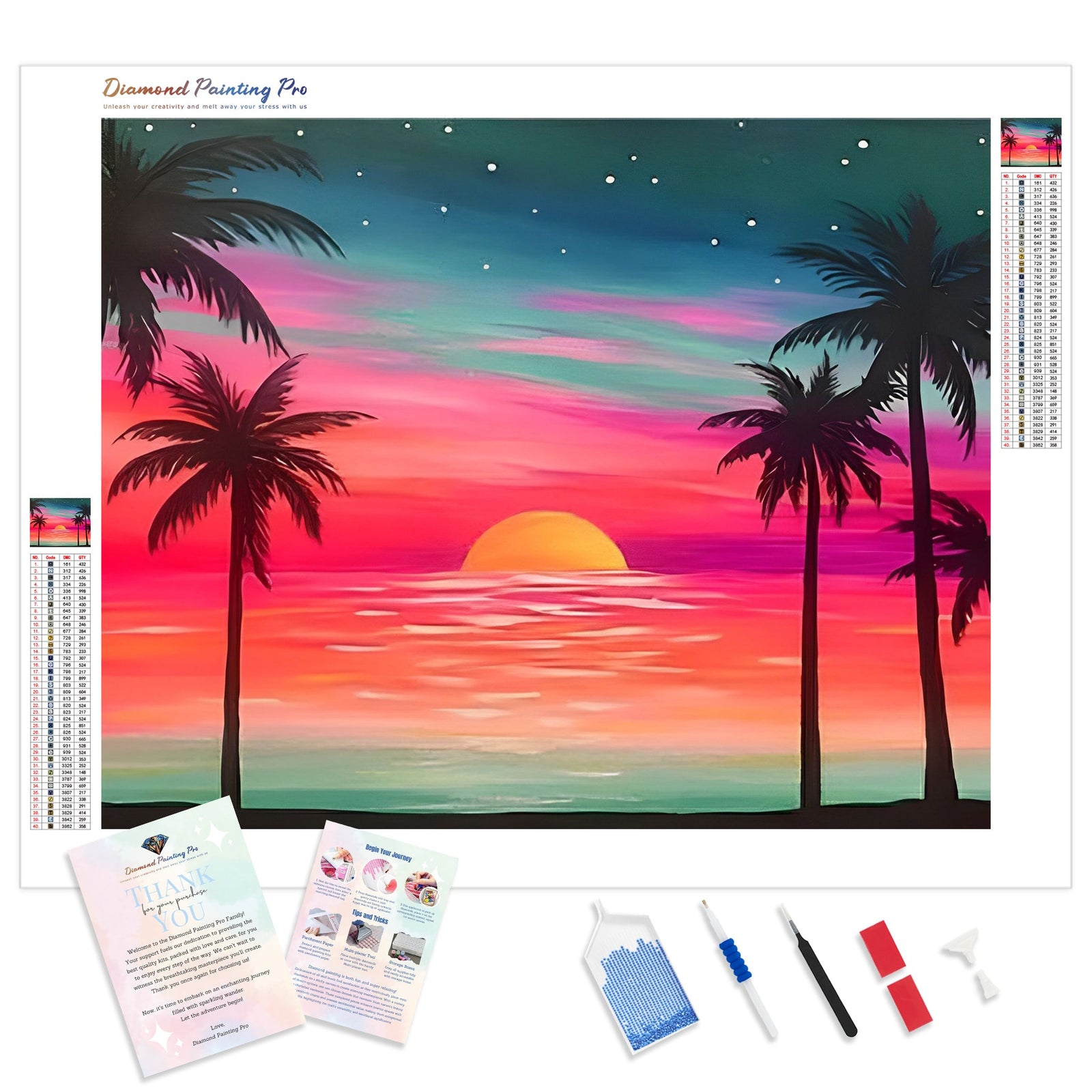 Summer Beach Sunset | Diamond Painting Kit - Full Drill - Square or Round Diamonds with AB Drills Option