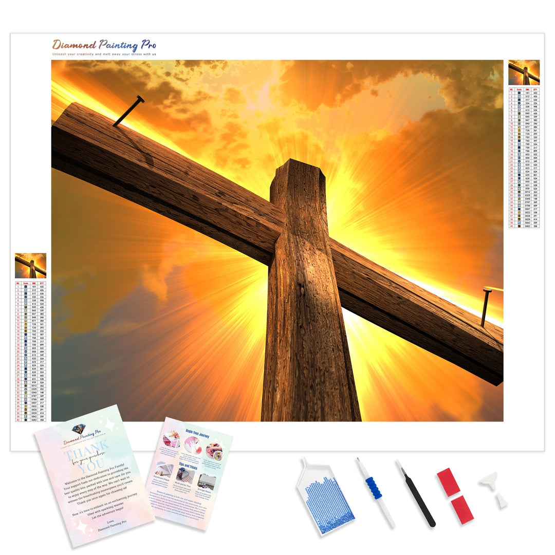 Wooden Cross Sunrise | Diamond Painting