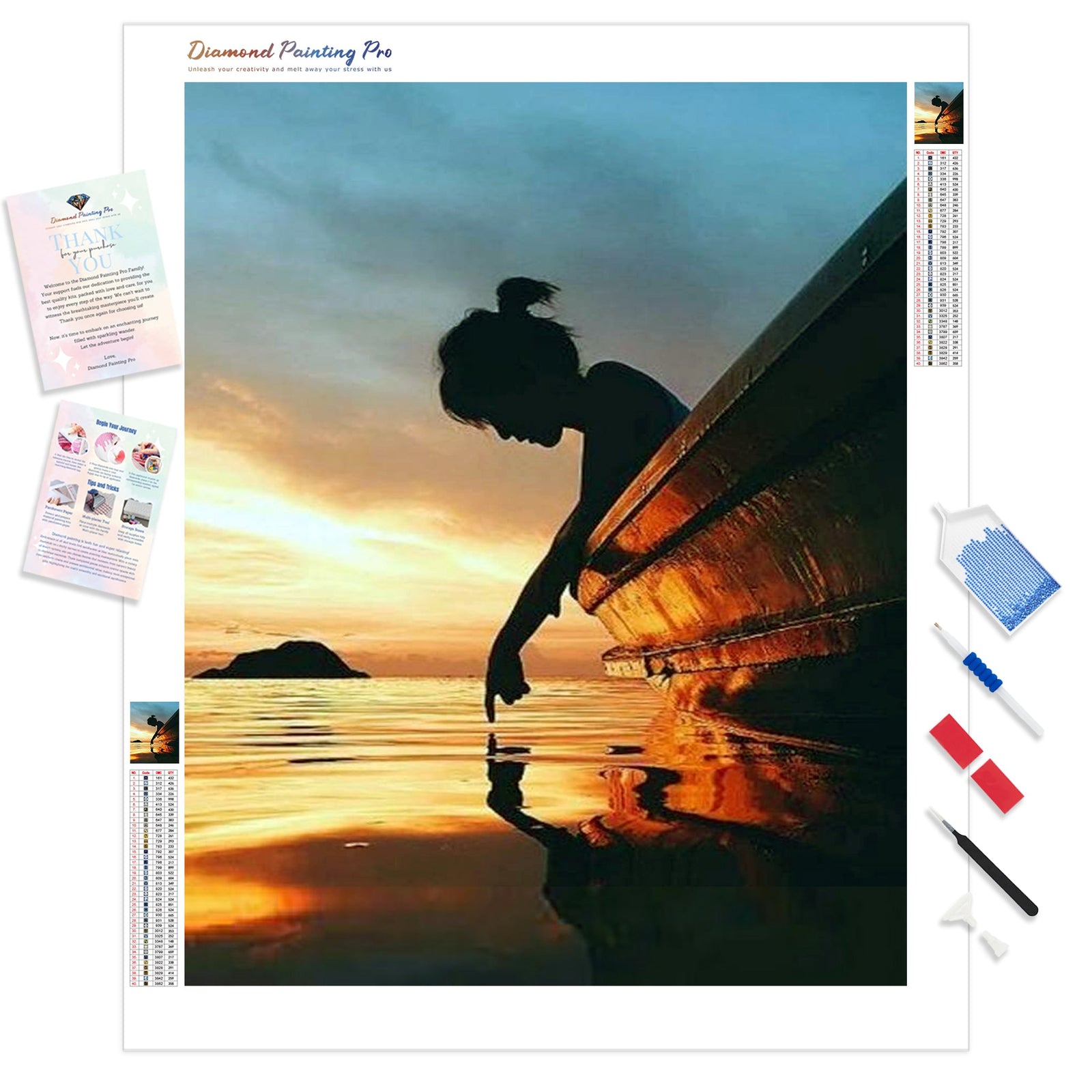 Girl Silhouette Sunset | Diamond Painting Kit - Full Drill - Square or Round Diamonds with AB Drills Option