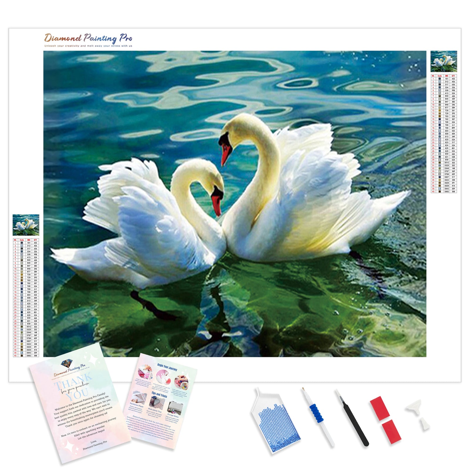 Swans Elegance | Diamond Painting Kit - Full Drill - Square or Round Diamonds with AB Drills Option