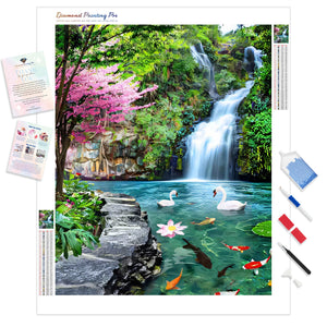 Swans and Waterfall | Diamond Painting