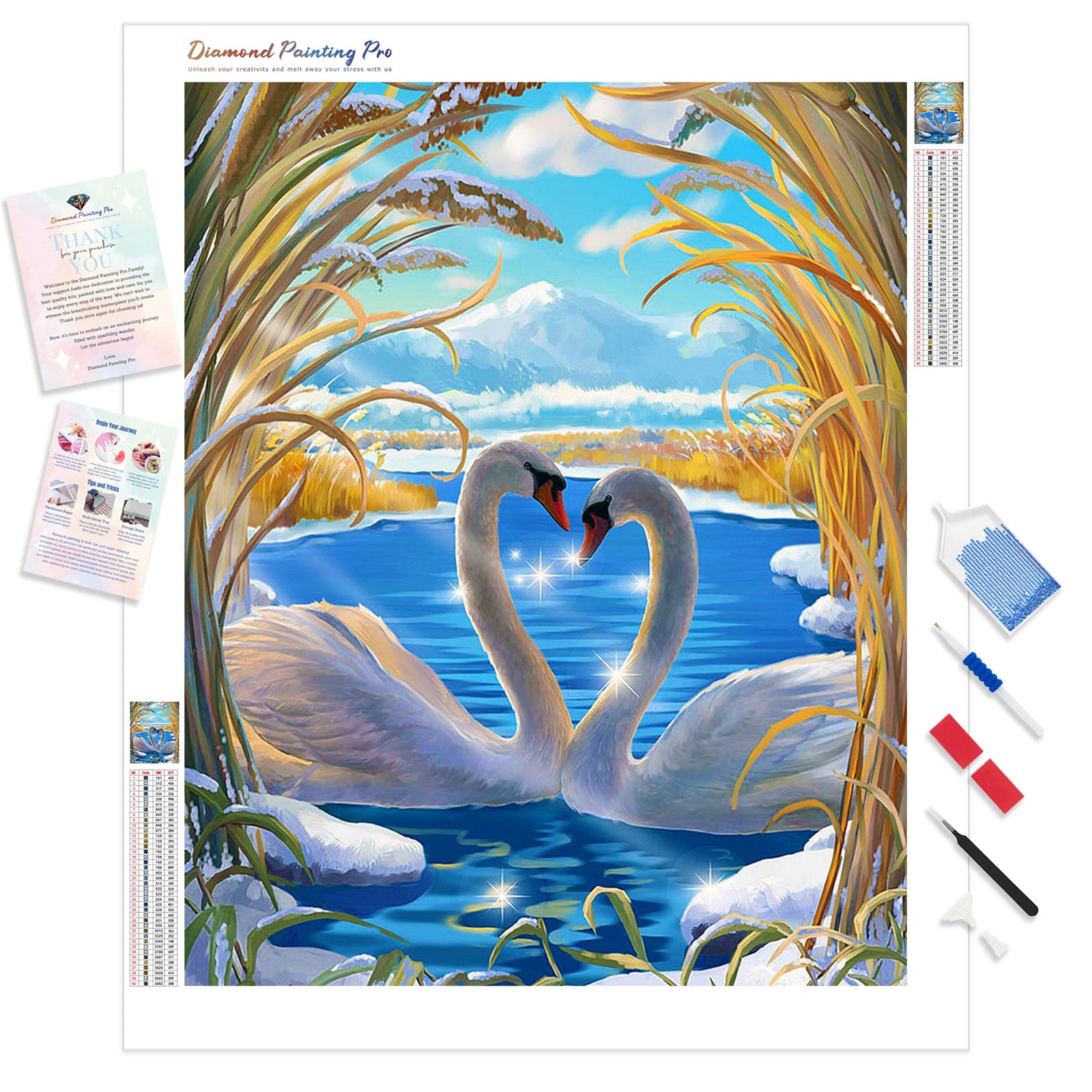 Swans Love | Diamond Painting Kit - Full Drill - Square or Round Diamonds with AB Drills Option