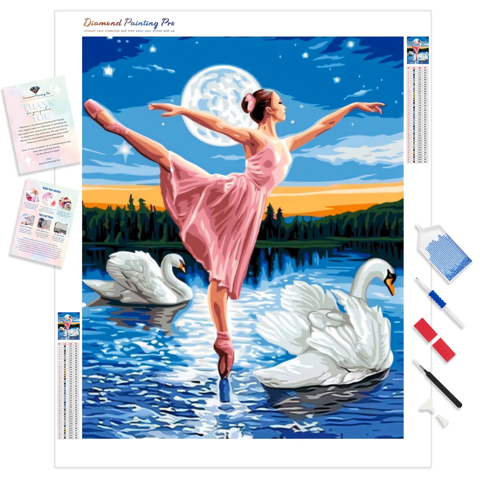 Swans Ballet | Diamond Painting Kit - Full Drill - Square or Round Diamonds with AB Drills Option