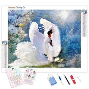 Swans Dreamy Embrace | Diamond Painting