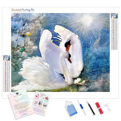 Swans Dreamy Embrace | Diamond Painting Kit - Full Drill - Square or Round Diamonds with AB Drills Option