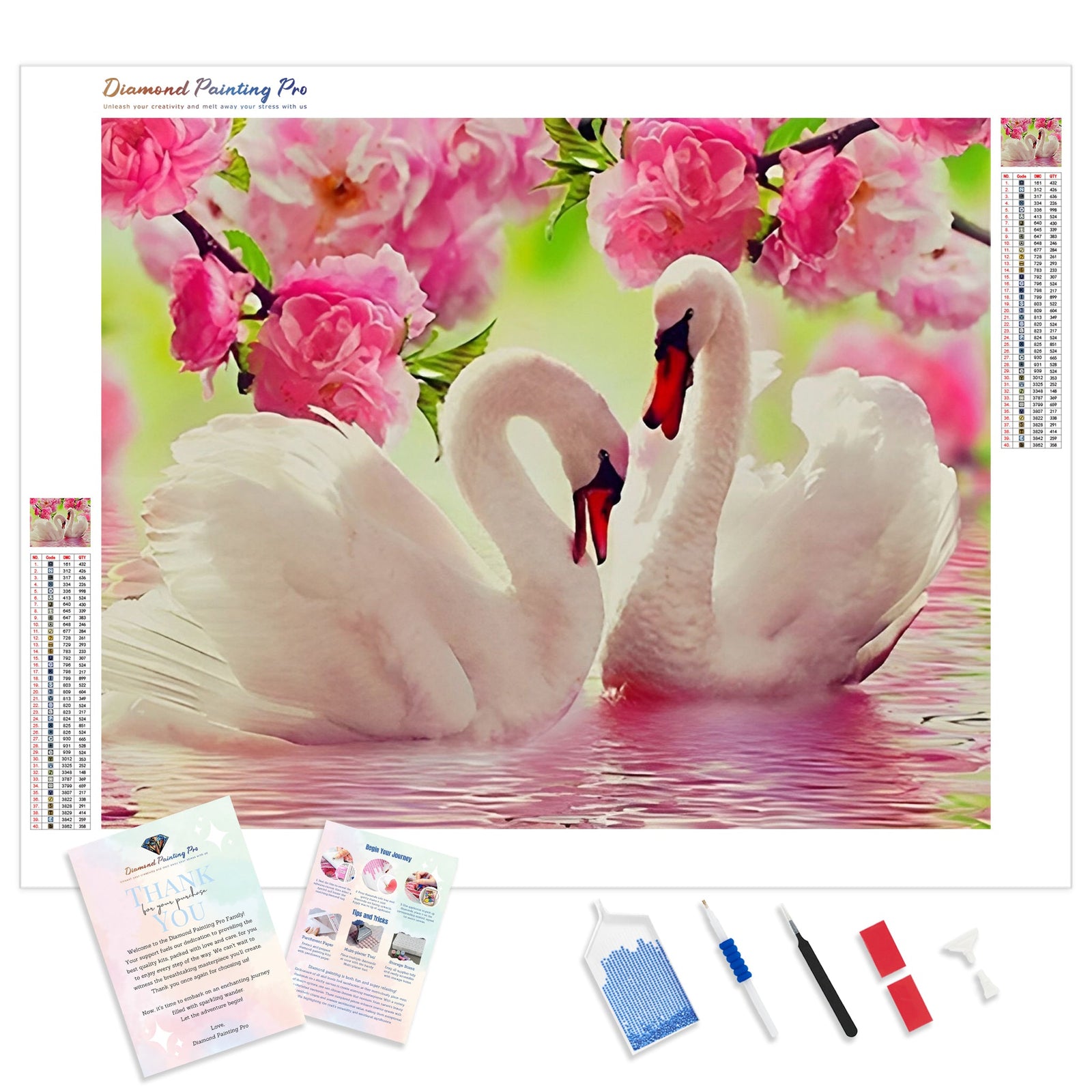 Swans Romance | Diamond Painting Kit - Full Drill - Square or Round Diamonds with AB Drills Option