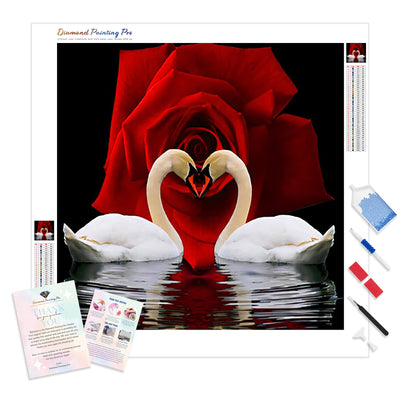 Swans Enchanted Love | Diamond Painting Kit - Full Drill - Square or Round Diamonds with AB Drills Option