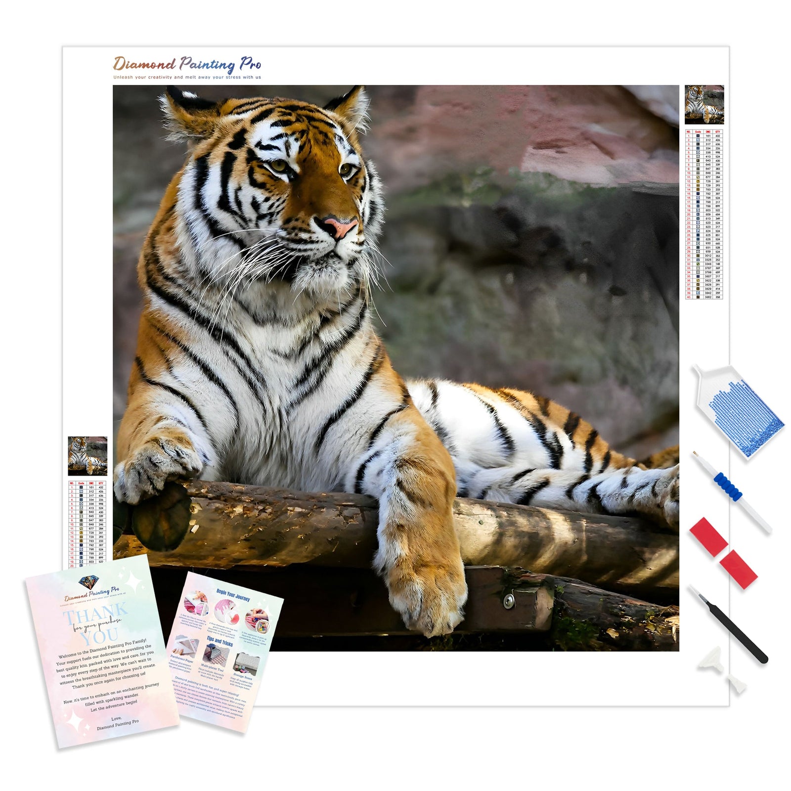 Tiger in Serenity | Diamond Painting Kit - Full Drill - Square or Round Diamonds with AB Drills Option