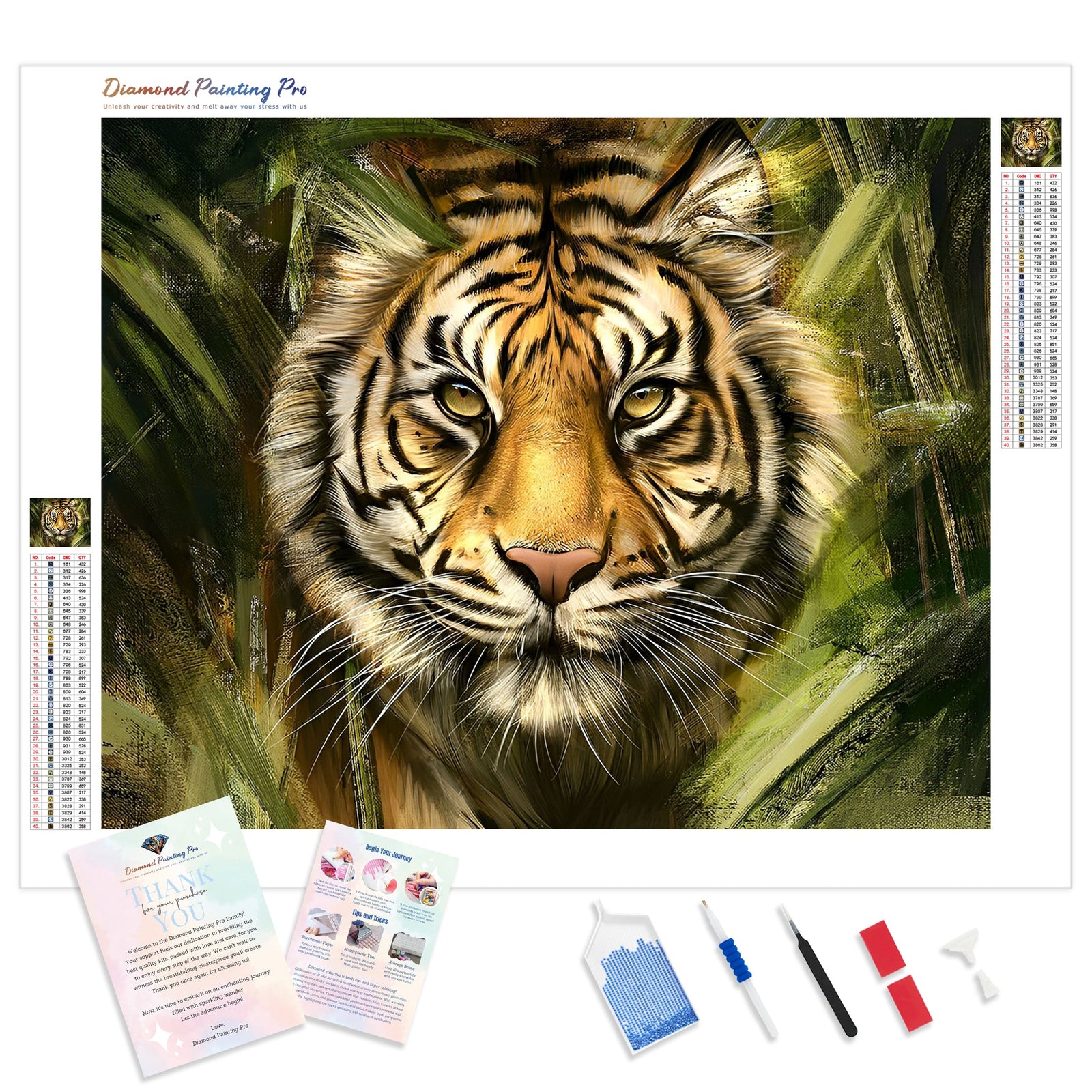 Tiger | Diamond Painting Kit - Full Drill - Square or Round Diamonds with AB Drills Option