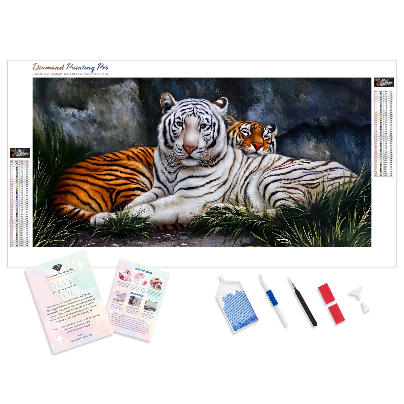 Tigers | Diamond Painting Kit - Full Drill - Square or Round Diamonds with AB Drills Option