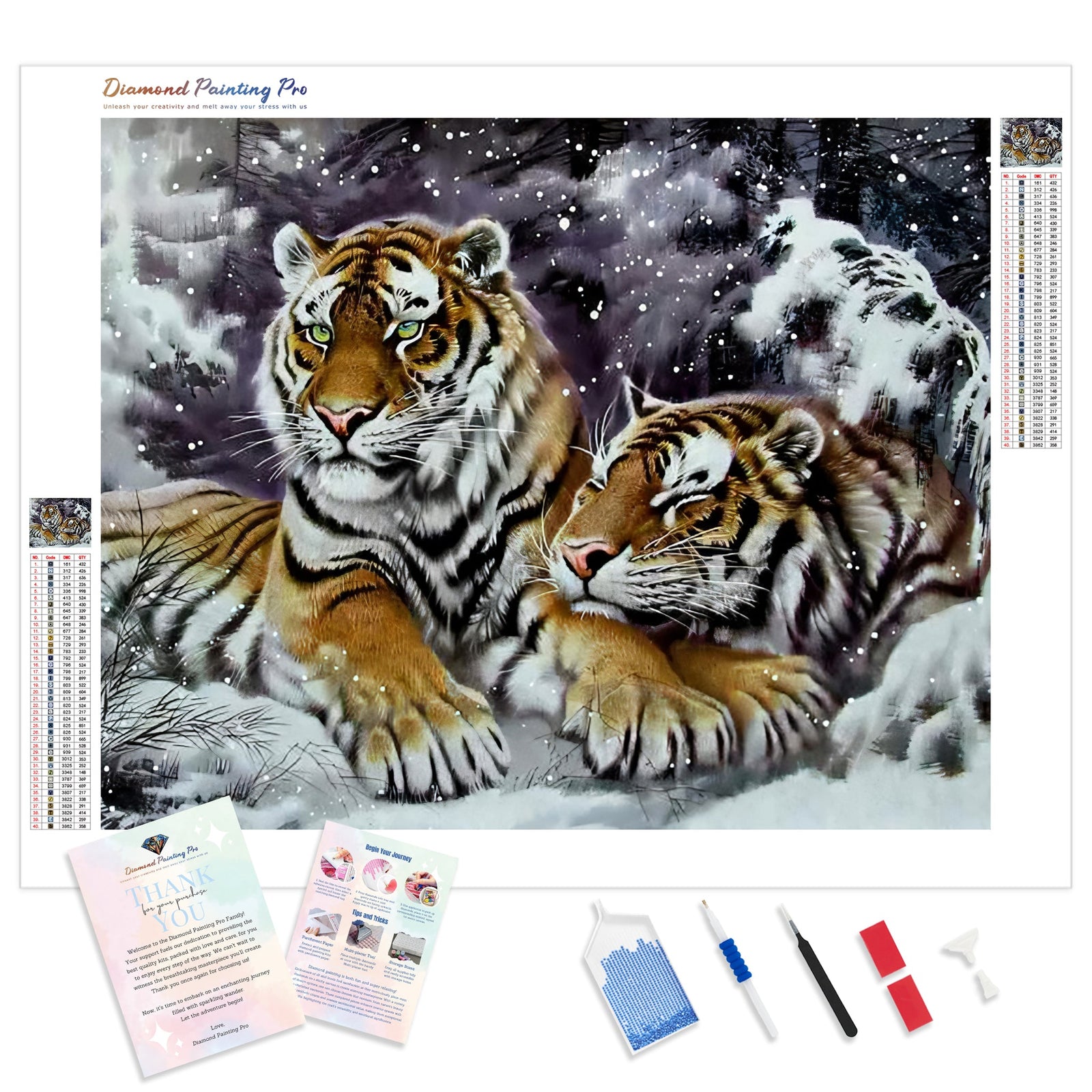 Winter Tigers | Diamond Painting Kit - Full Drill - Square or Round Diamonds with AB Drills Option