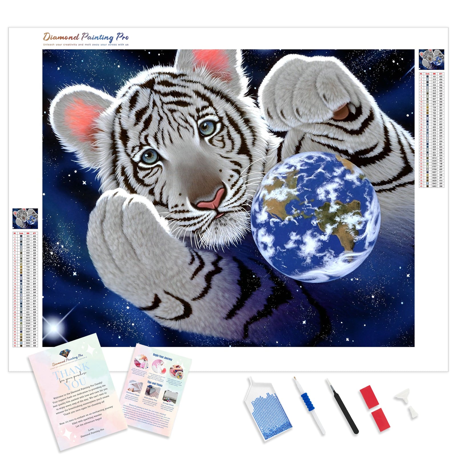 Tiger Galaxy | Diamond Painting Kit - Full Drill - Square or Round Diamonds with AB Drills Option