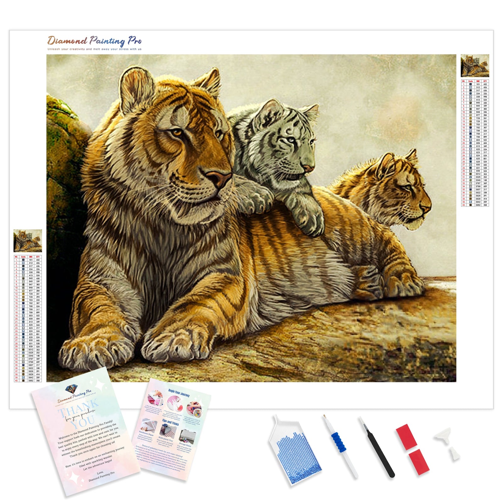 Wild Tigers | Diamond Painting Kit - Full Drill - Square or Round Diamonds with AB Drills Option