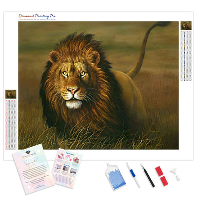 A Proud Lion | Diamond Painting Kit - Full Drill - Square or Round Diamonds with AB Drills Option