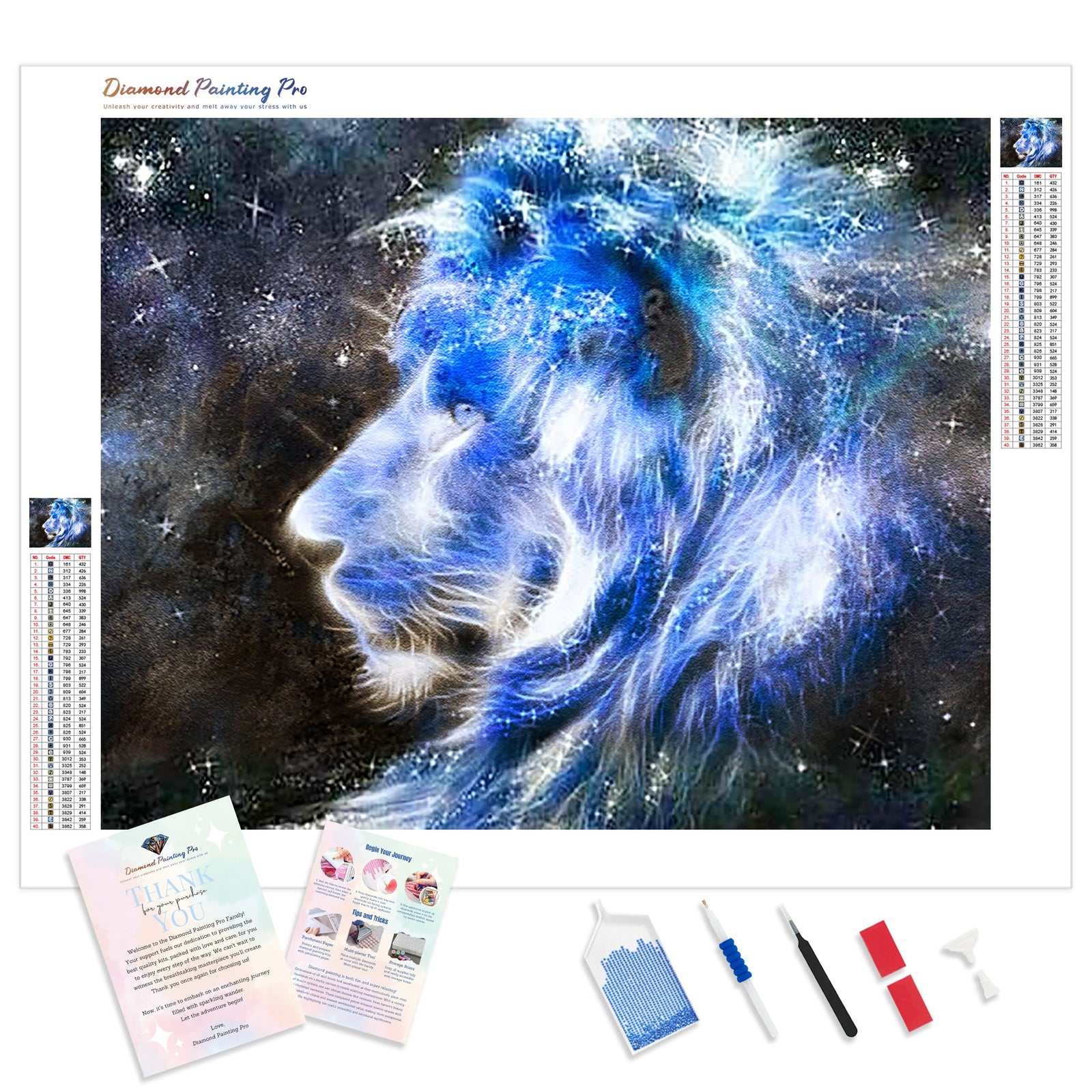 Stardust Lion | Diamond Painting Kit - Full Drill - Square or Round Diamonds with AB Drills Option