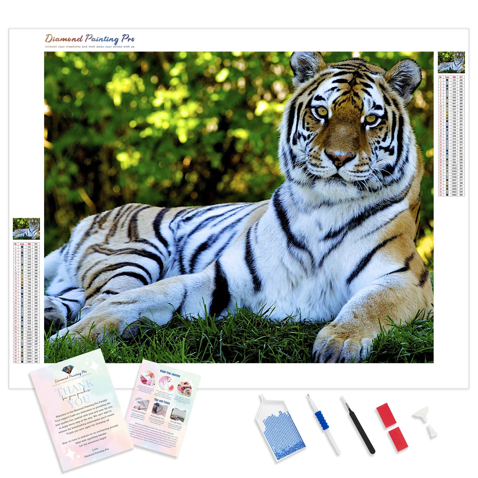 Tiger's Stare | Diamond Painting Kit - Full Drill - Square or Round Diamonds with AB Drills Option