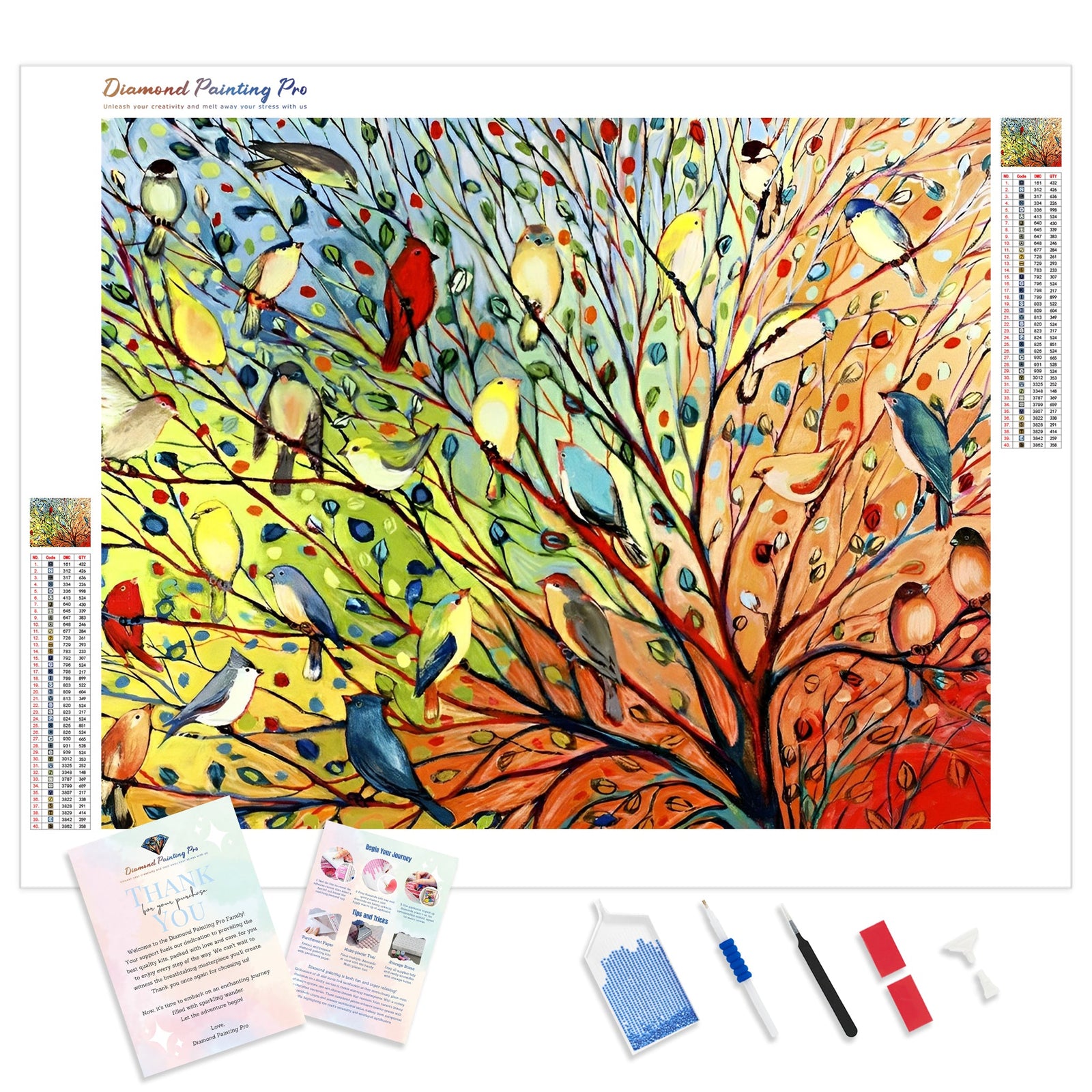 Birds Tree | Diamond Painting Kit - Full Drill - Square or Round Diamonds with AB Drills Option