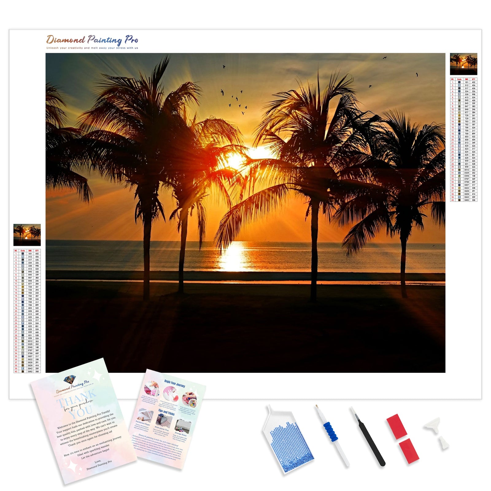 Tropical Sunset | Diamond Painting Kit - Full Drill - Square or Round Diamonds with AB Drills Option